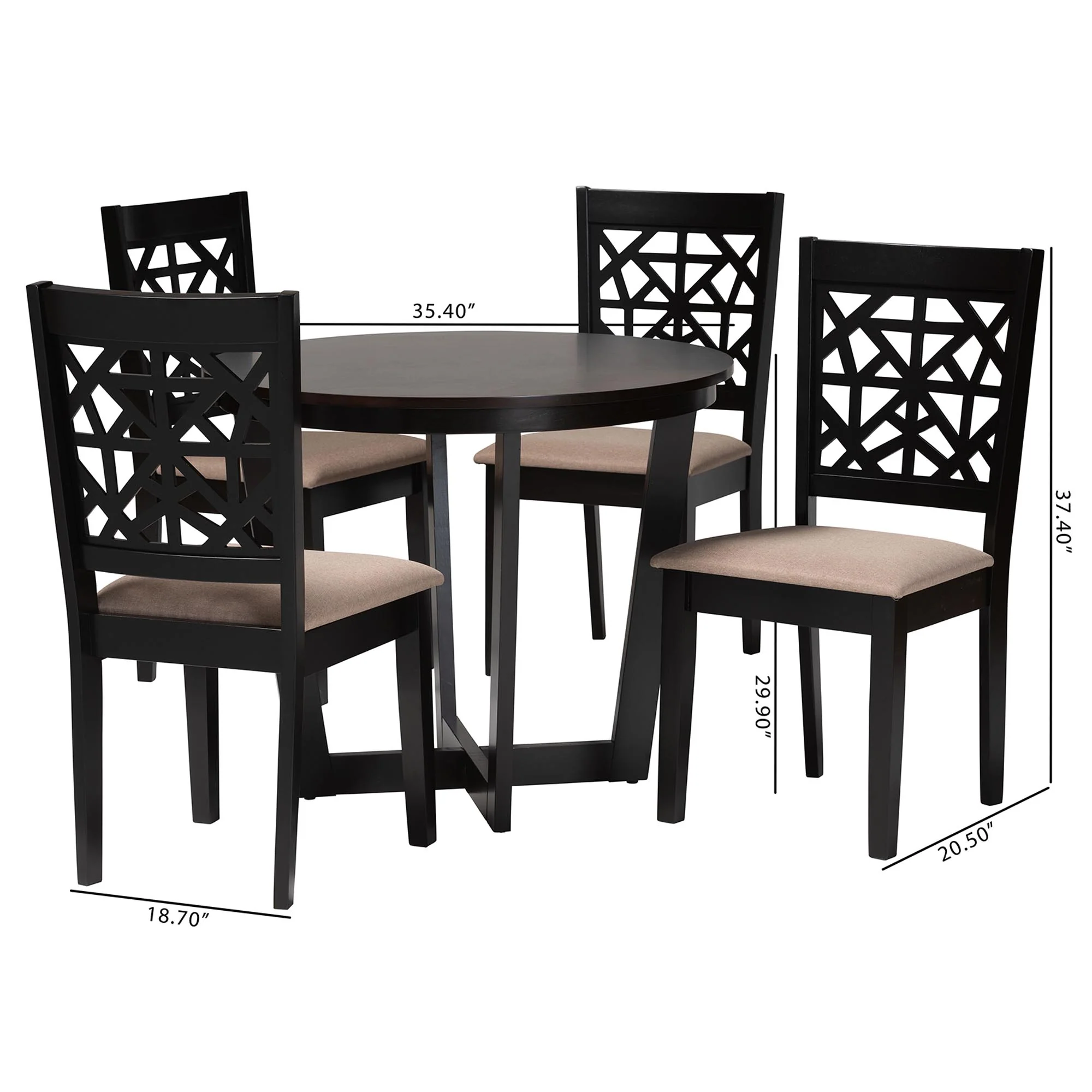 Baxton Studio Jamie Moden Grey Fabric and Dark Brown Finished Wood 5-Piece Dining Set - Image 13
