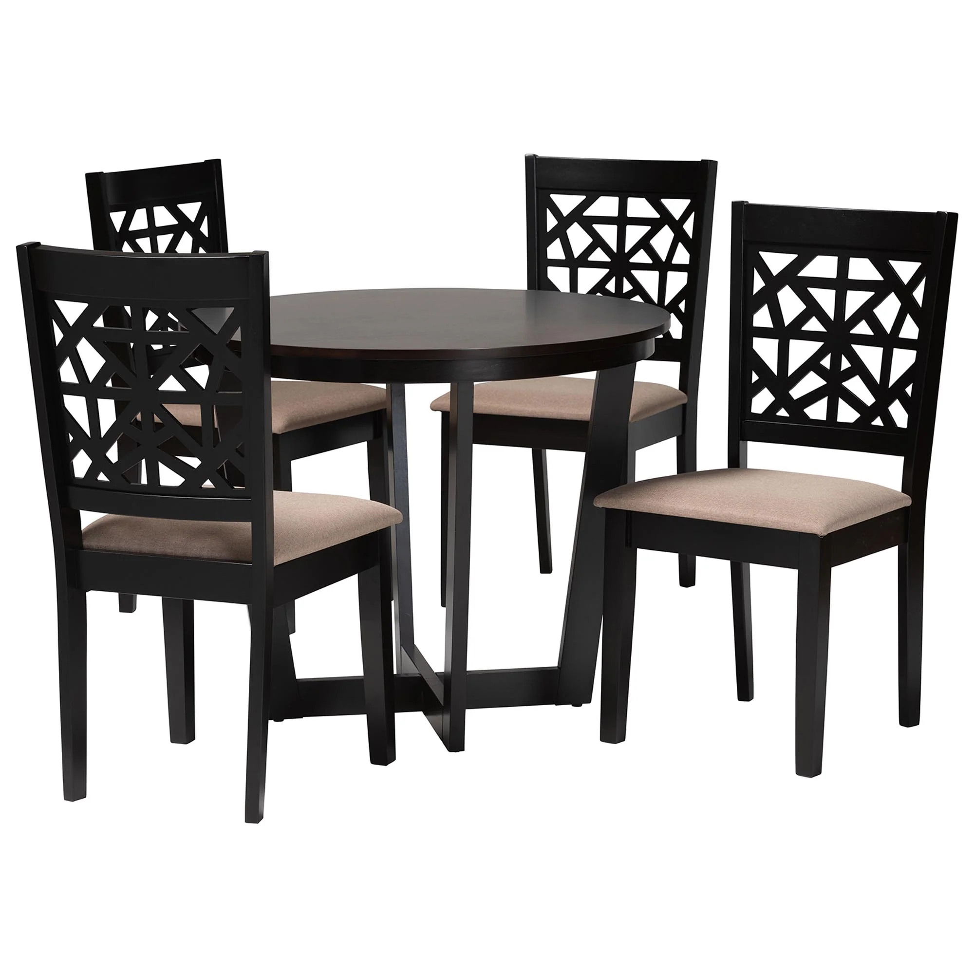 Baxton Studio Jamie Moden Grey Fabric and Dark Brown Finished Wood 5-Piece Dining Set - Image 14