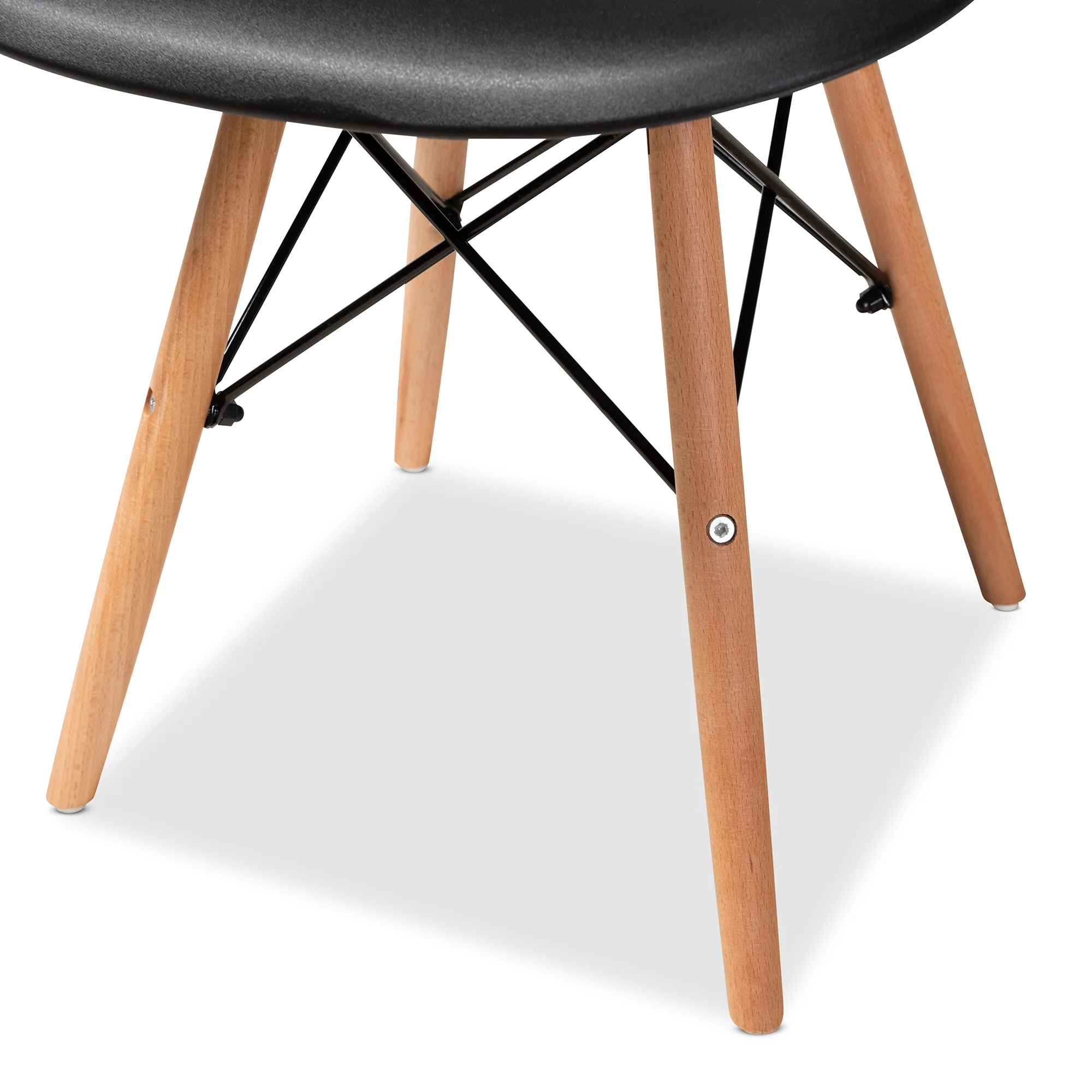 Baxton Studio Jaspen Modern and Contemporary Black Finished Polypropylene Plastic and Oak Brown Finished Wood 4-Piece Dining Chair Set - Image 5