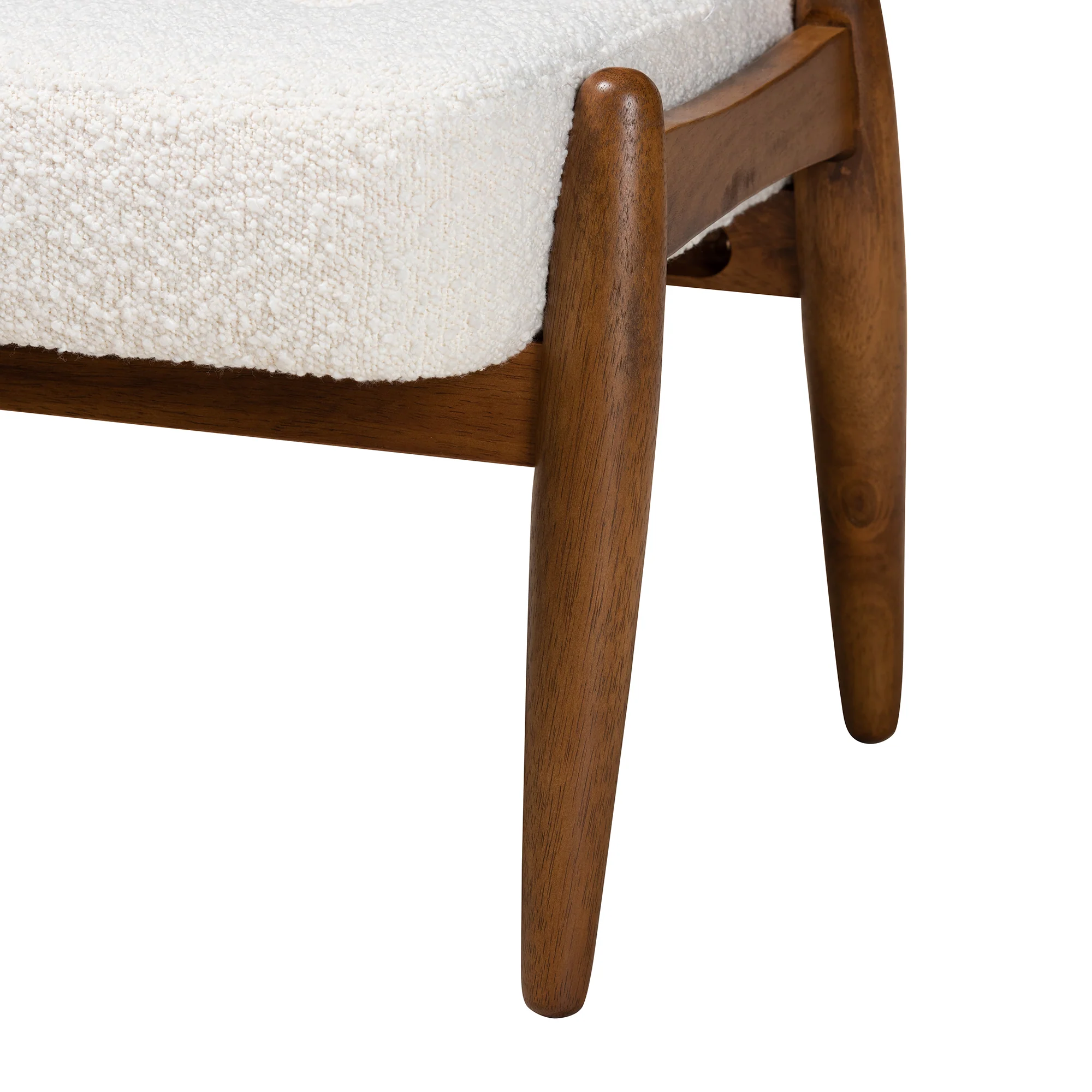 Baxton Studio Jeanine Japandi Cream Boucle Fabric and Walnut Brown Finished Rubberwood Ottoman Footstool - Image 5