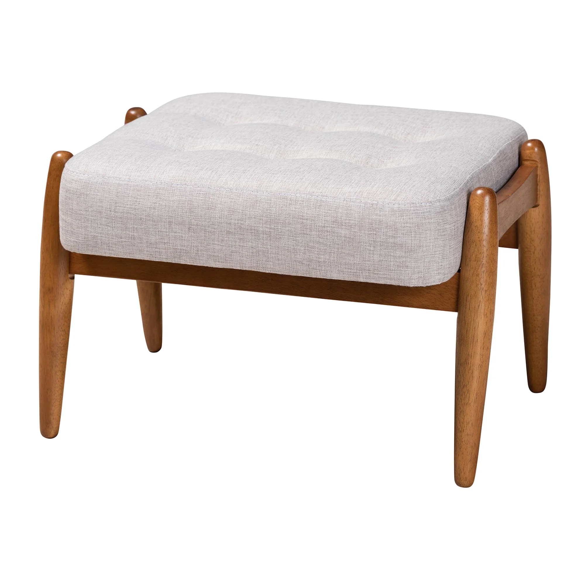 Baxton Studio Jeanine Japandi Dark Grey Fabric and Walnut Brown Finished Wood Ottoman Footstool - Image 10