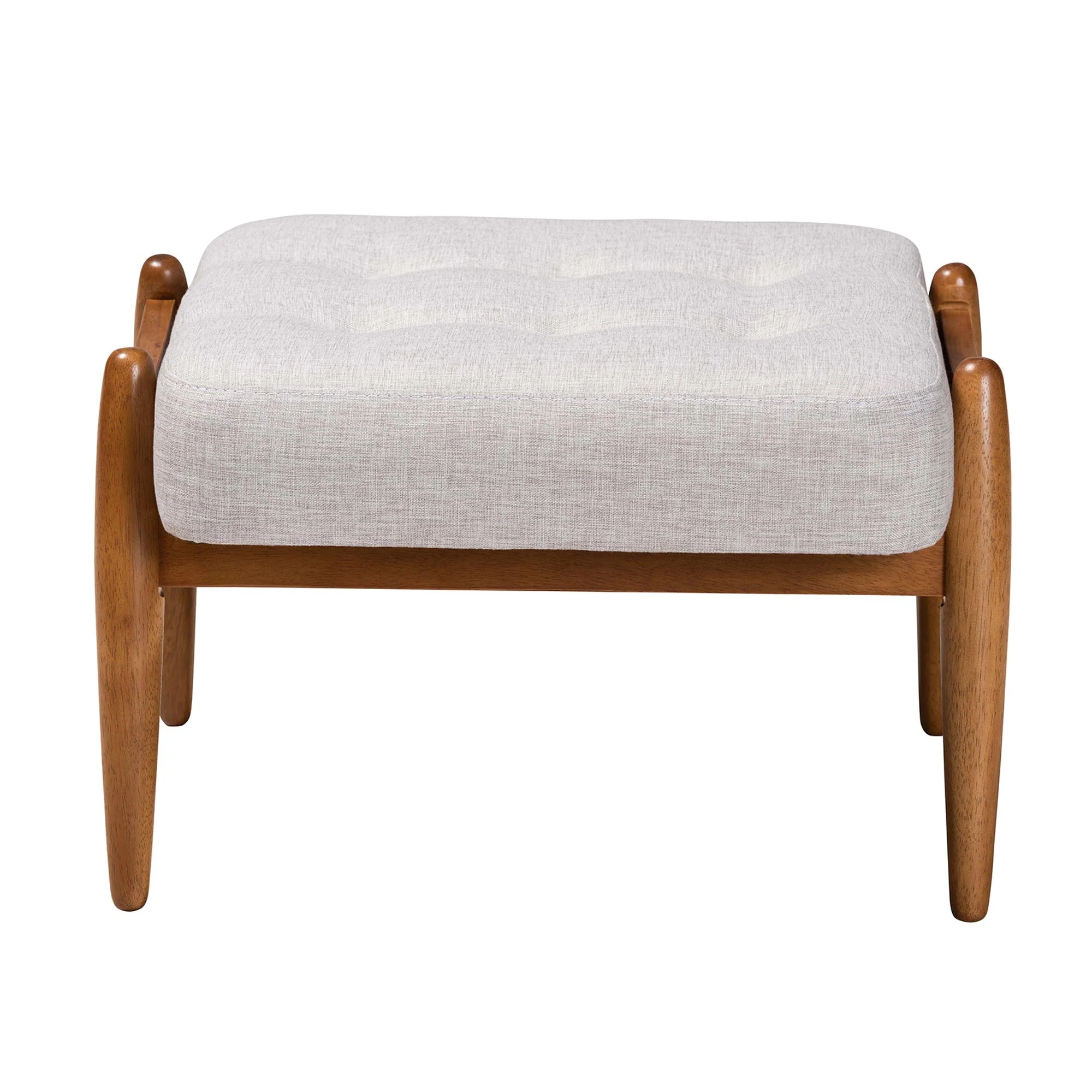 Baxton Studio Jeanine Japandi Dark Grey Fabric and Walnut Brown Finished Wood Ottoman Footstool - Image 11