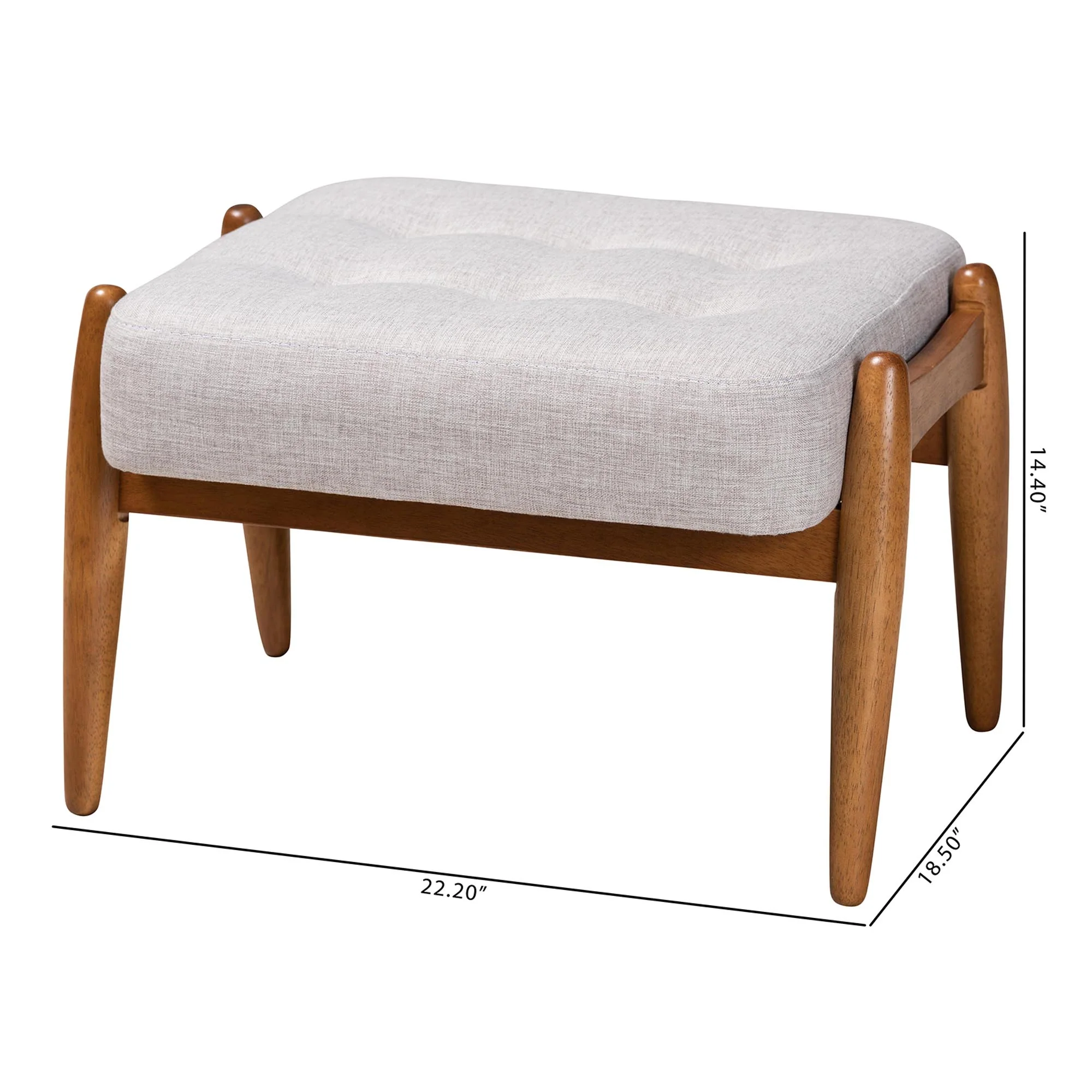 Baxton Studio Jeanine Japandi Dark Grey Fabric and Walnut Brown Finished Wood Ottoman Footstool - Image 16
