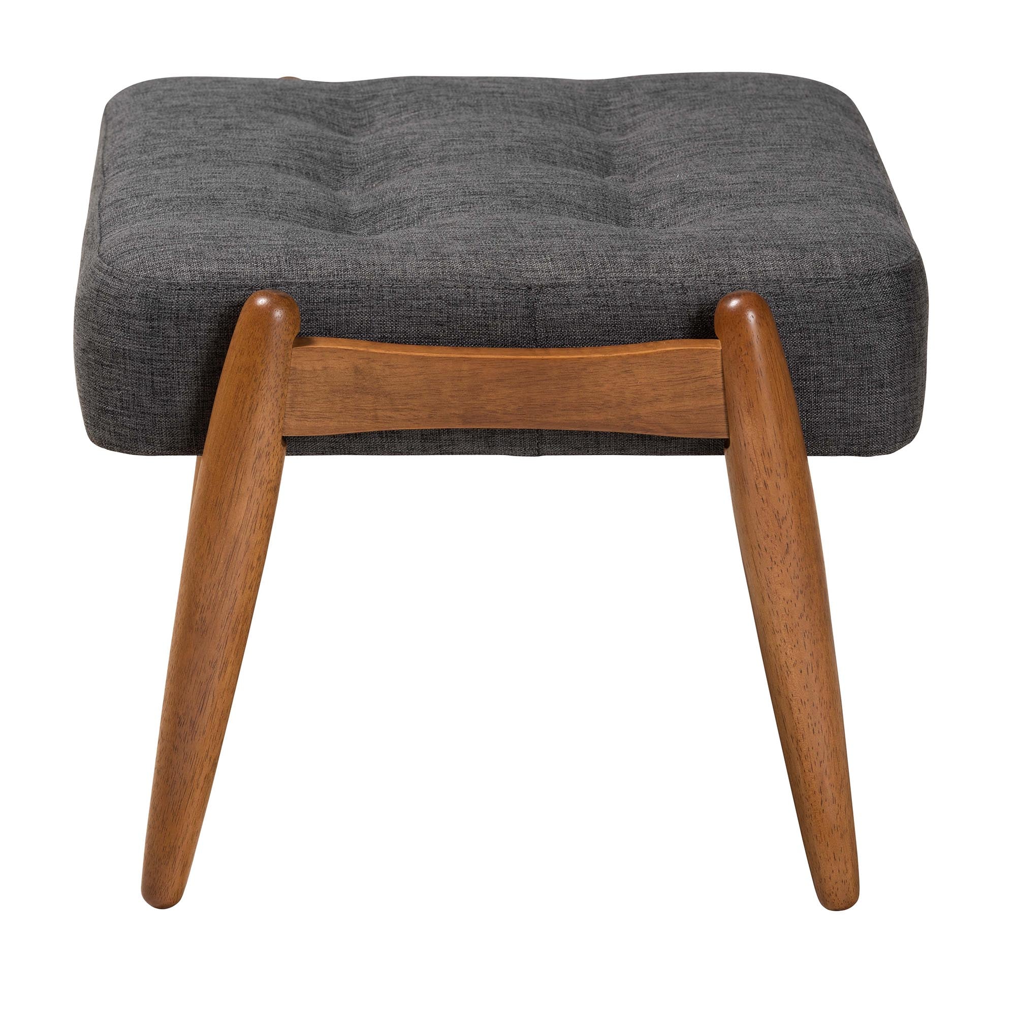 Baxton Studio Jeanine Japandi Dark Grey Fabric and Walnut Brown Finished Wood Ottoman Footstool - Image 4