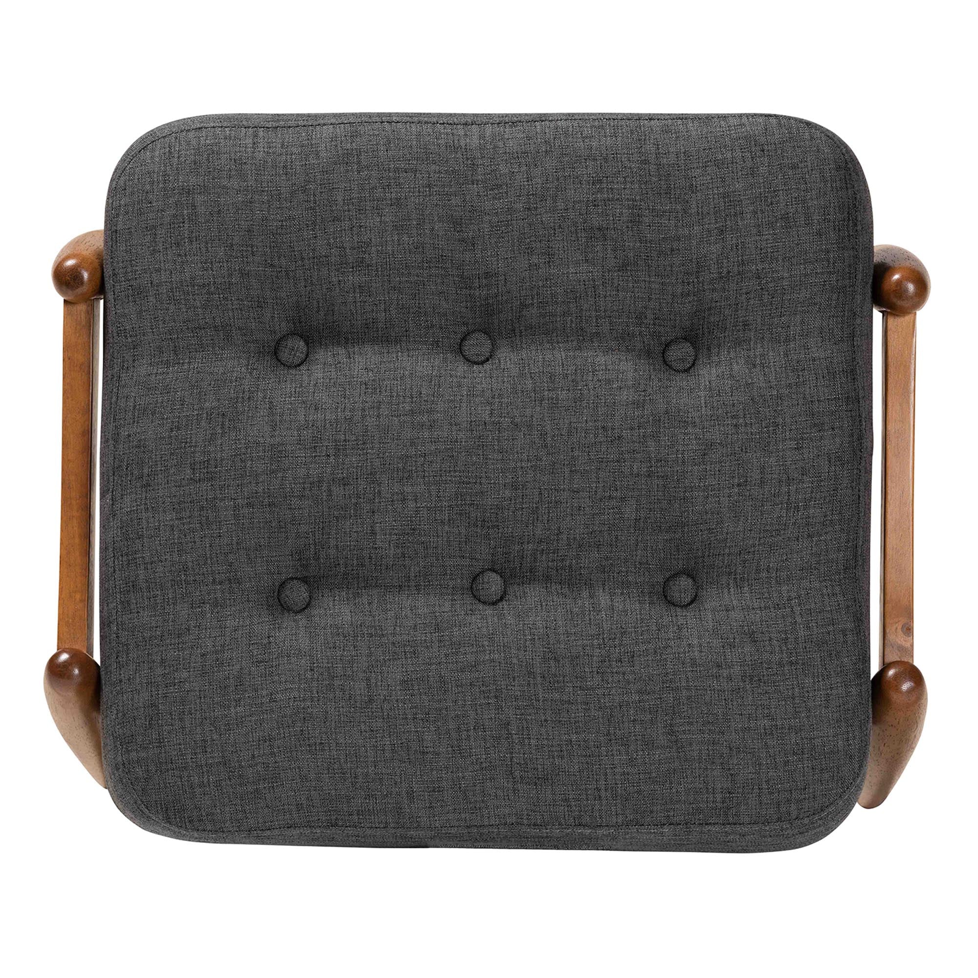 Baxton Studio Jeanine Japandi Dark Grey Fabric and Walnut Brown Finished Wood Ottoman Footstool - Image 5