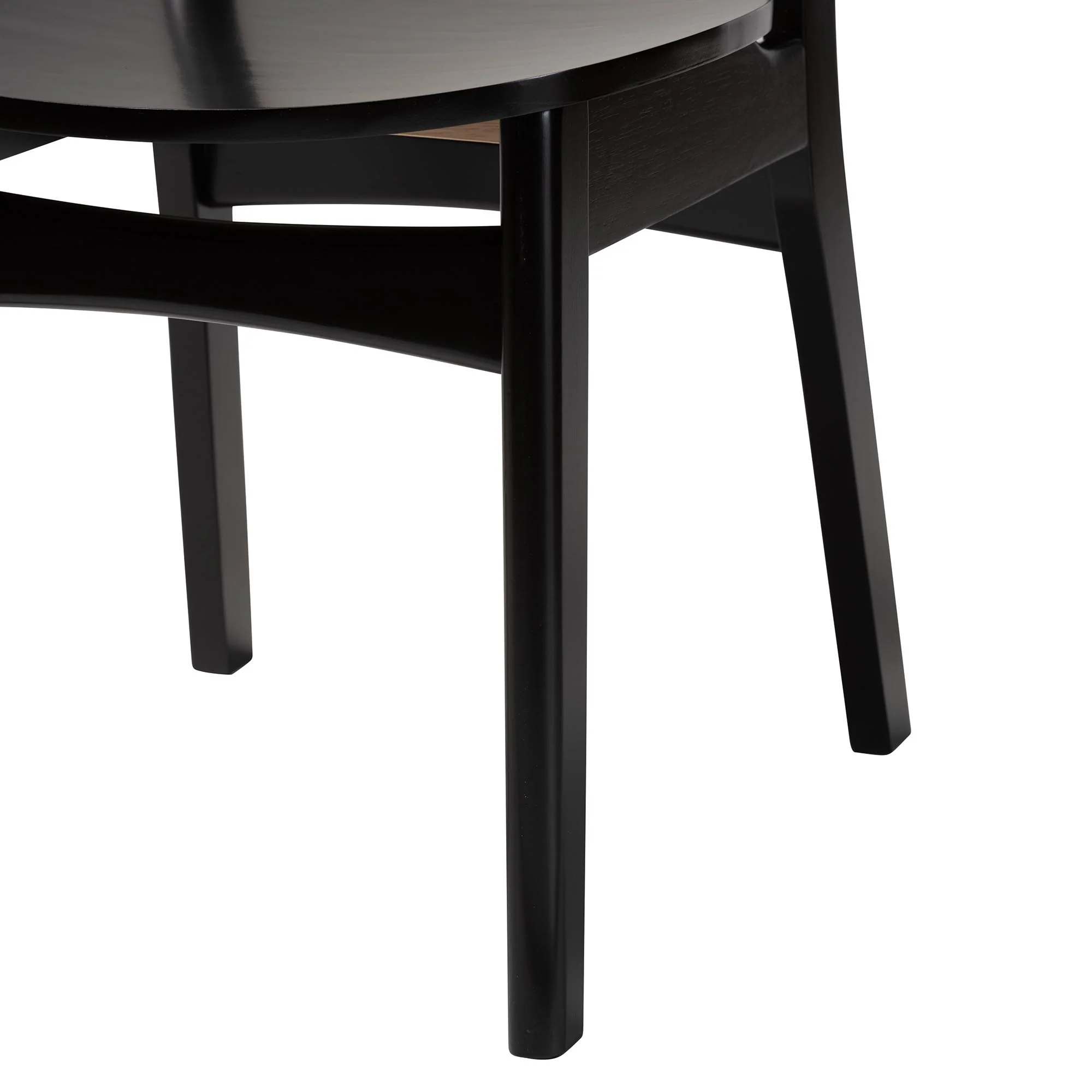 Baxton Studio Jeriah Mid-Century Modern Dark Brown Finished Wood and Woven Rattan 5-Piece Dining Set - Image 9
