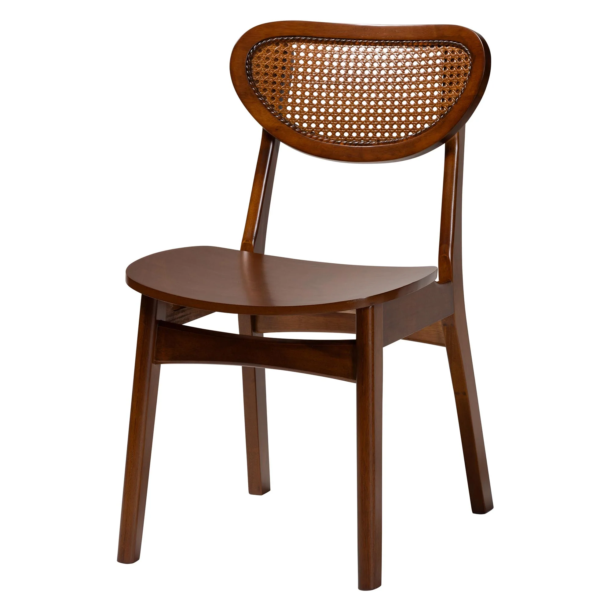 Baxton Studio Jeriah Mid-Century Modern Walnut Brown Finished Wood and Woven Rattan 5-Piece Dining Set - Image 3