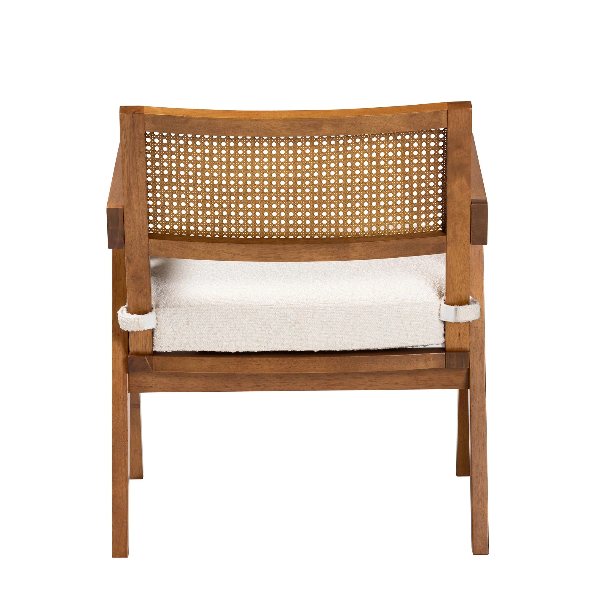 Baxton Studio Jetsam Japandi Cream Boucle Fabric and Walnut Brown Finished Wood Arm Chair - Image 5