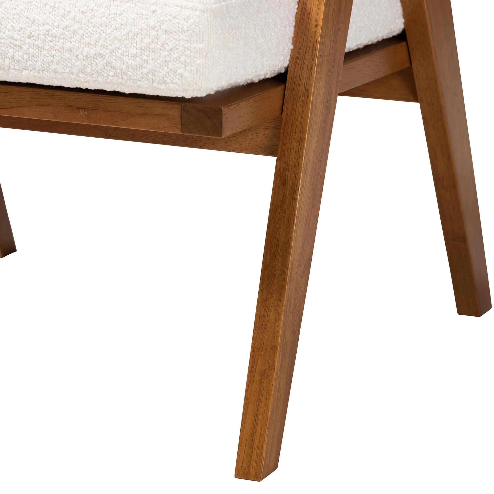 Baxton Studio Jetsam Japandi Cream Boucle Fabric and Walnut Brown Finished Wood Arm Chair - Image 7