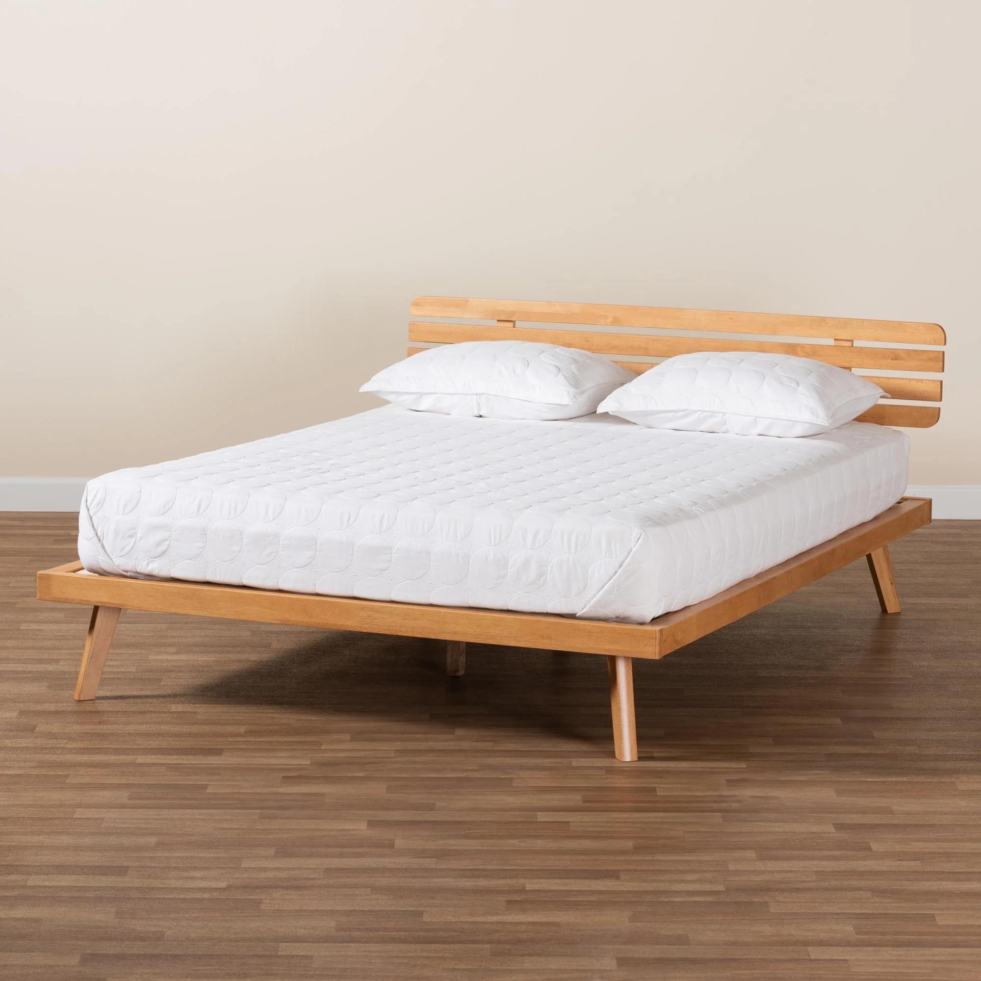 Baxton Studio Joaquin Modern Japandi Rustic Brown Finished Wood Queen Size Platform Bed - Image 2