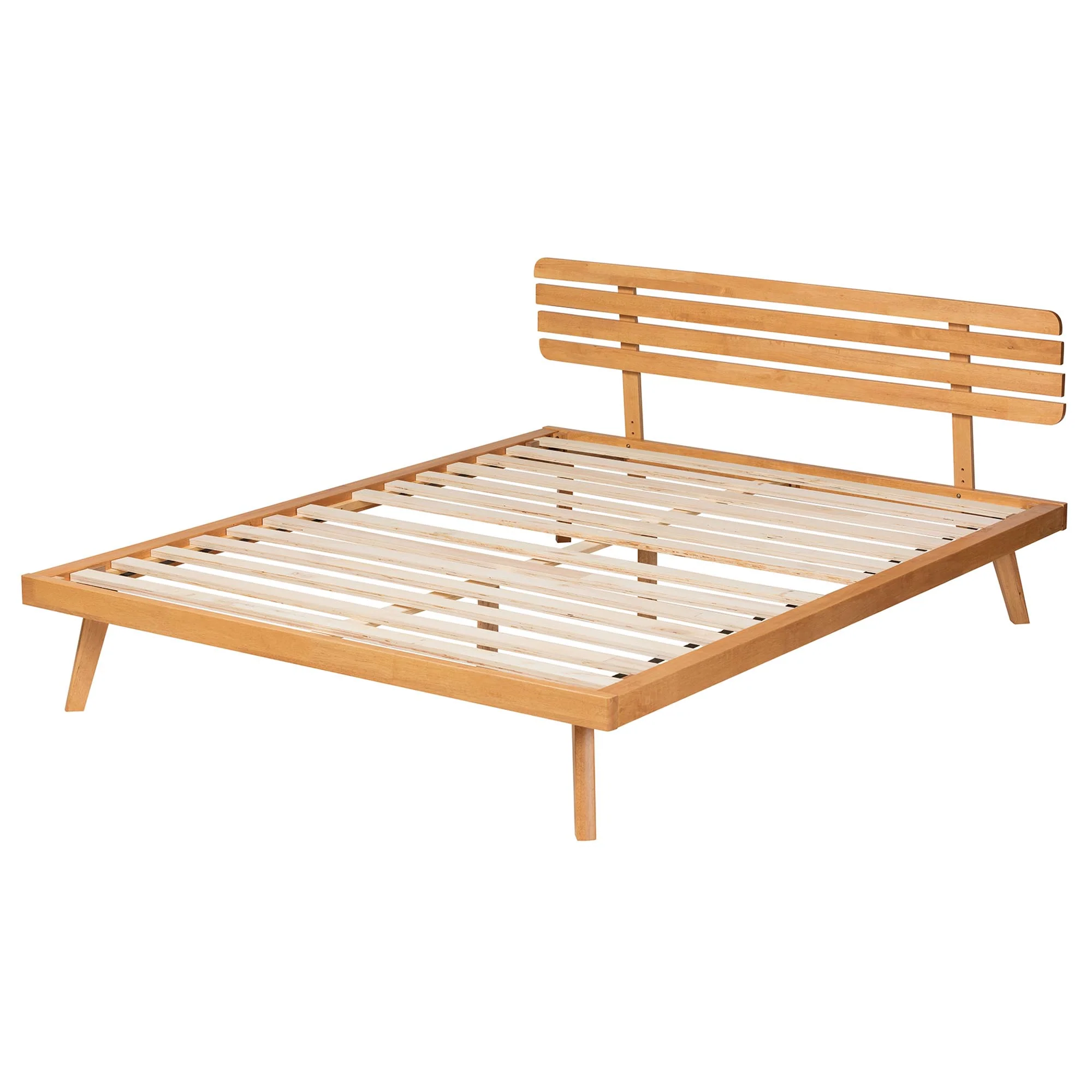 Baxton Studio Joaquin Modern Japandi Rustic Brown Finished Wood Queen Size Platform Bed - Image 7