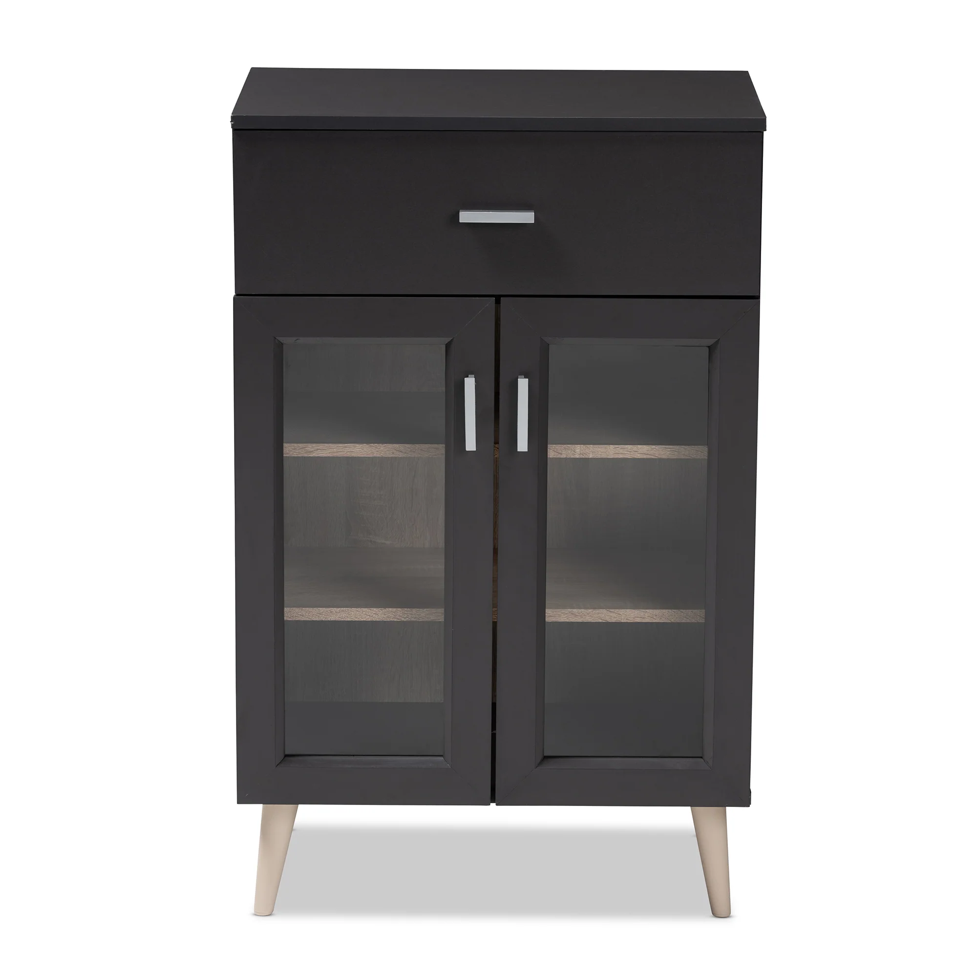 Baxton Studio Jonas Modern and Contemporary Dark Grey and Oak Brown Finished Kitchen Cabinet - Image 6