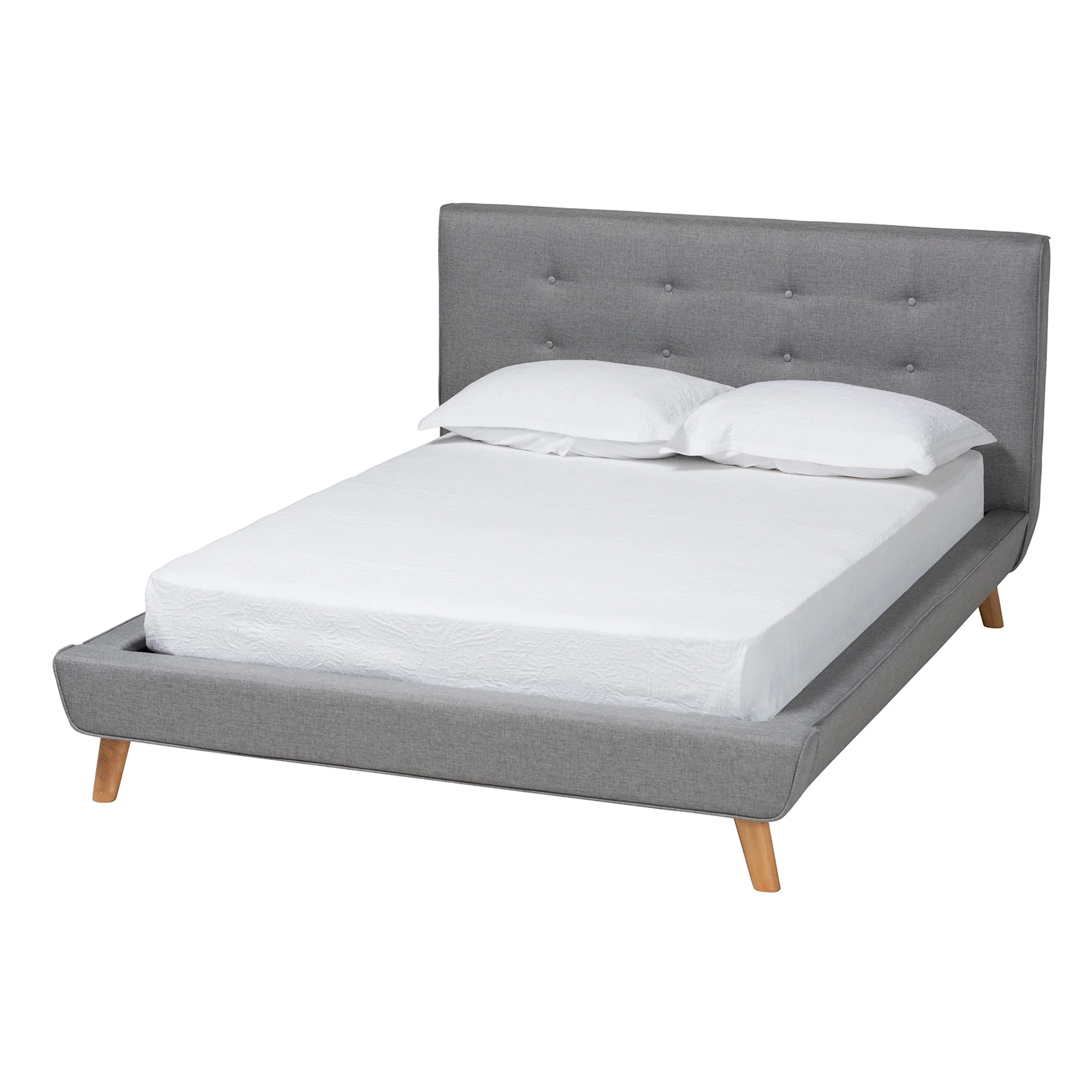 Baxton Studio Jonesy Mid-Century Modern Transitional Grey Fabric Upholstered Queen Size 3-Piece Bedroom Set - Image 4