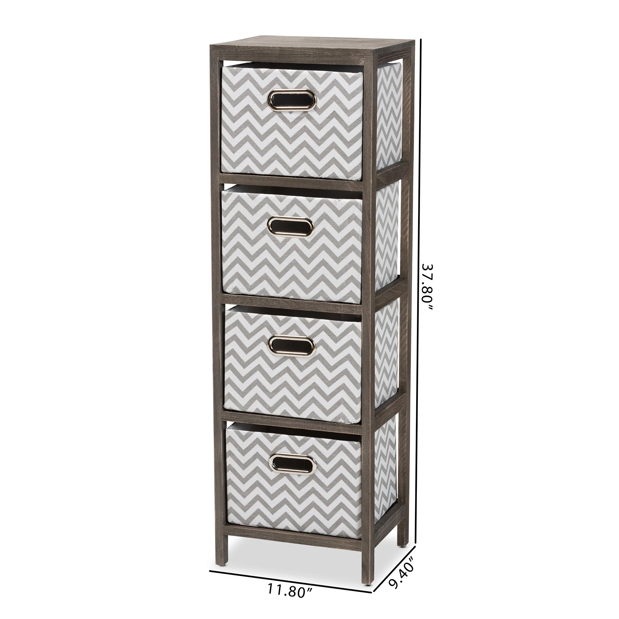 Baxton Studio Jorah Modern and Contemporary Grey and White Fabric Upholstered Greywashed Wood 4-Basket Tallboy Storage Unit - Image 10