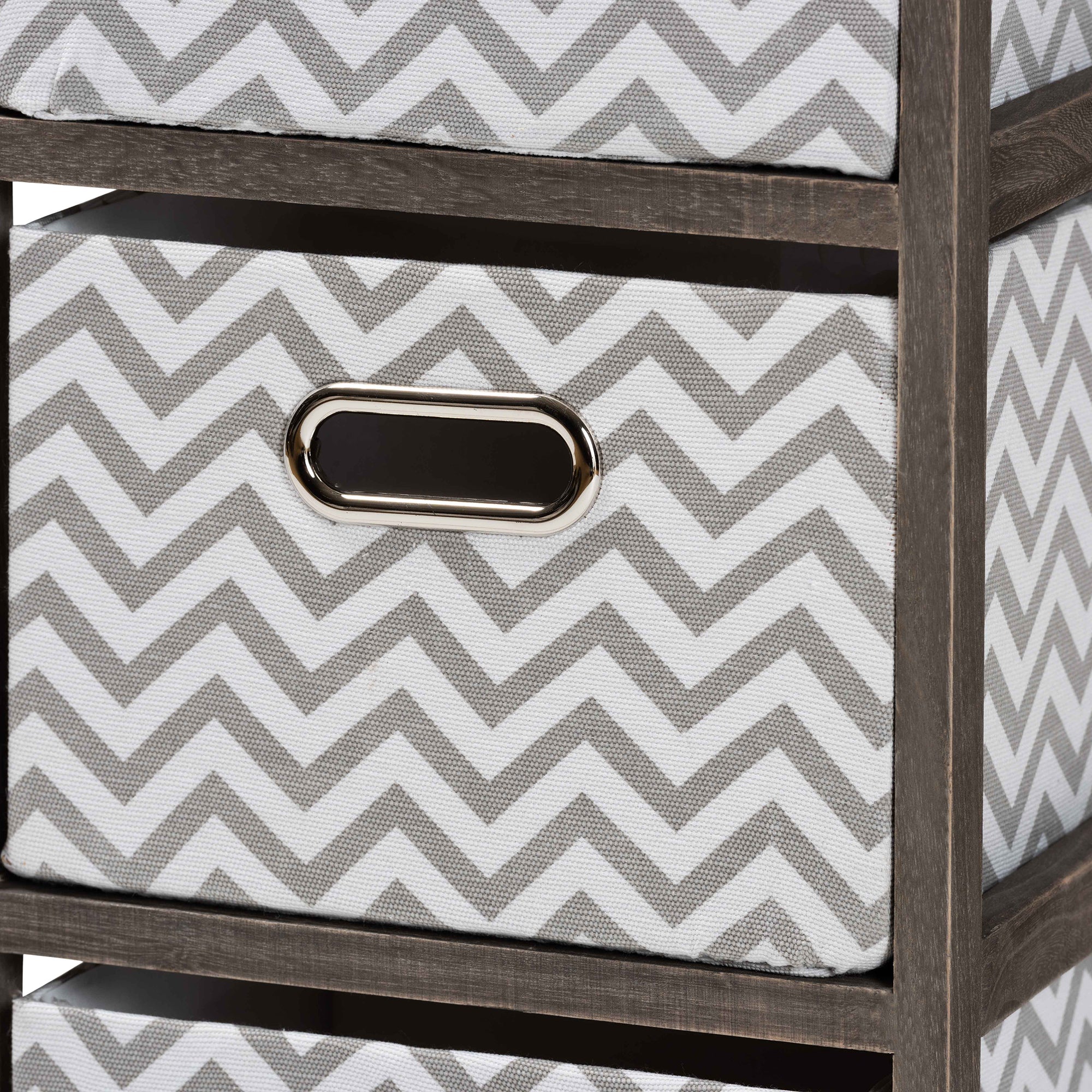 Baxton Studio Jorah Modern and Contemporary Grey and White Fabric Upholstered Greywashed Wood 4-Basket Tallboy Storage Unit - Image 6