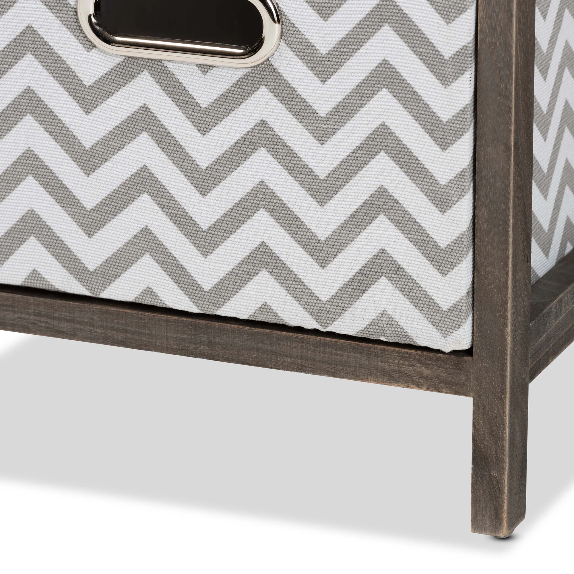 Baxton Studio Jorah Modern and Contemporary Grey and White Fabric Upholstered Greywashed Wood 4-Basket Tallboy Storage Unit - Image 7