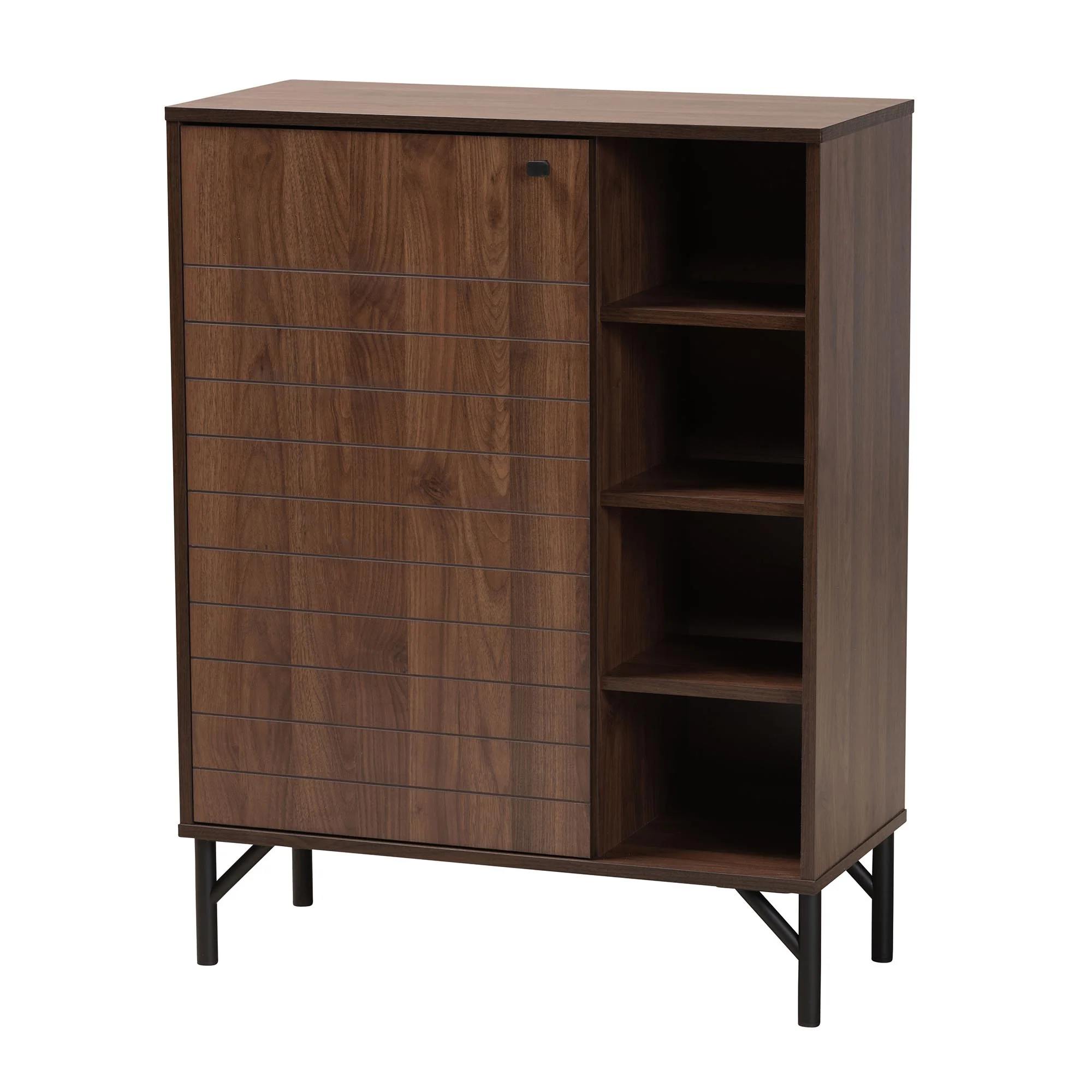 Baxton Studio Josette Mid-Century Modern Transitional Walnut Brown Finished Wood 1-Door Shoe Cabinet - Image 2