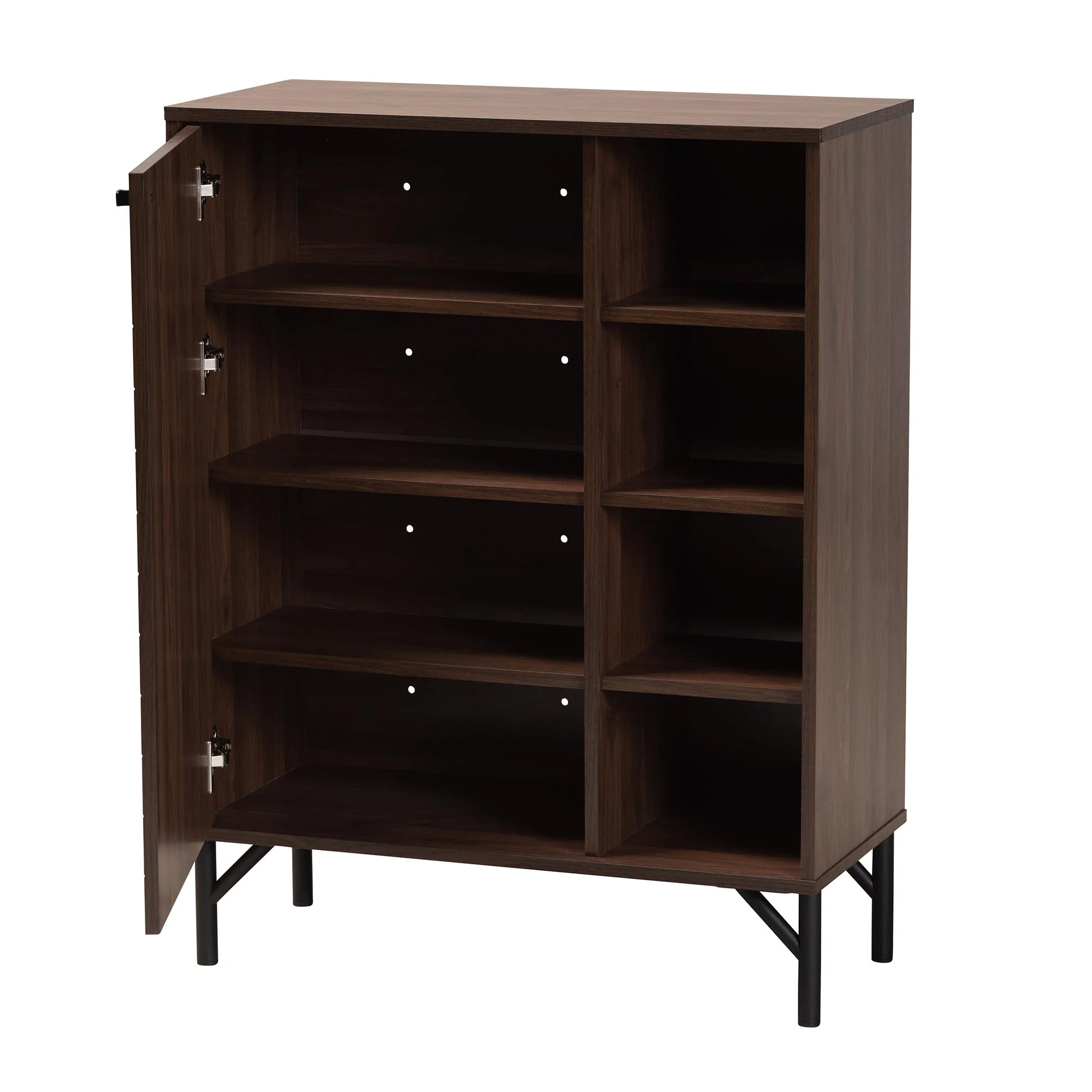 Baxton Studio Josette Mid-Century Modern Transitional Walnut Brown Finished Wood 1-Door Shoe Cabinet - Image 3