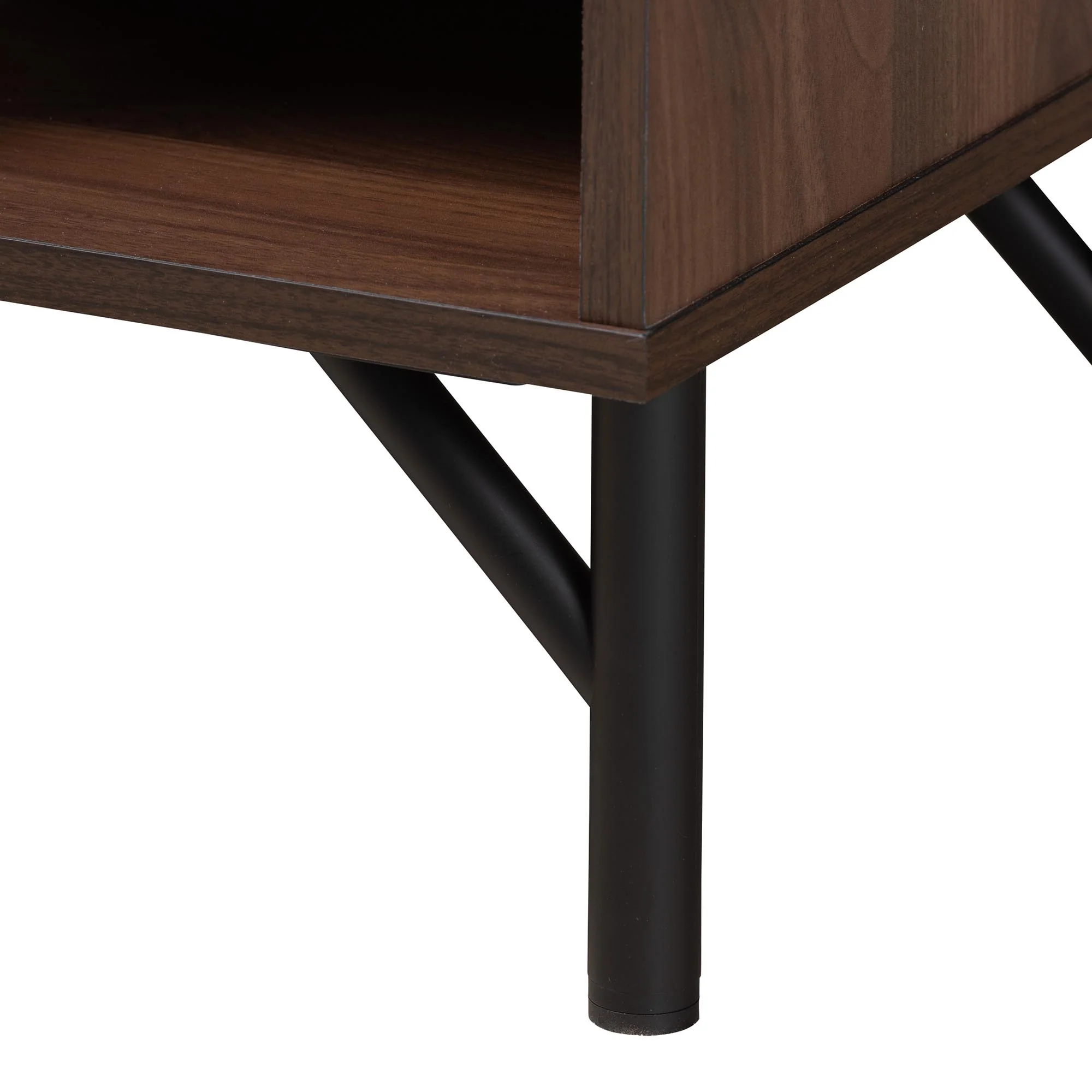 Baxton Studio Josette Mid-Century Modern Transitional Walnut Brown Finished Wood 1-Door Shoe Cabinet - Image 7