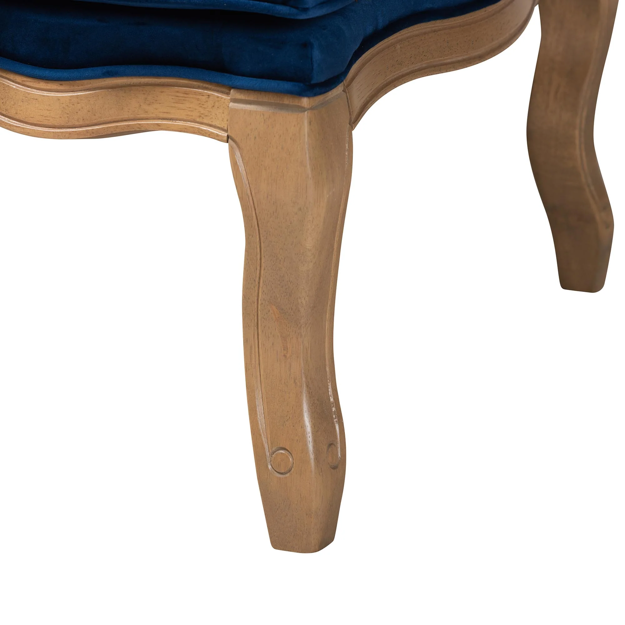 Baxton Studio Jules Traditional Navy Blue Fabric and French Oak Brown Finished Wood Accent Chair - Image 11