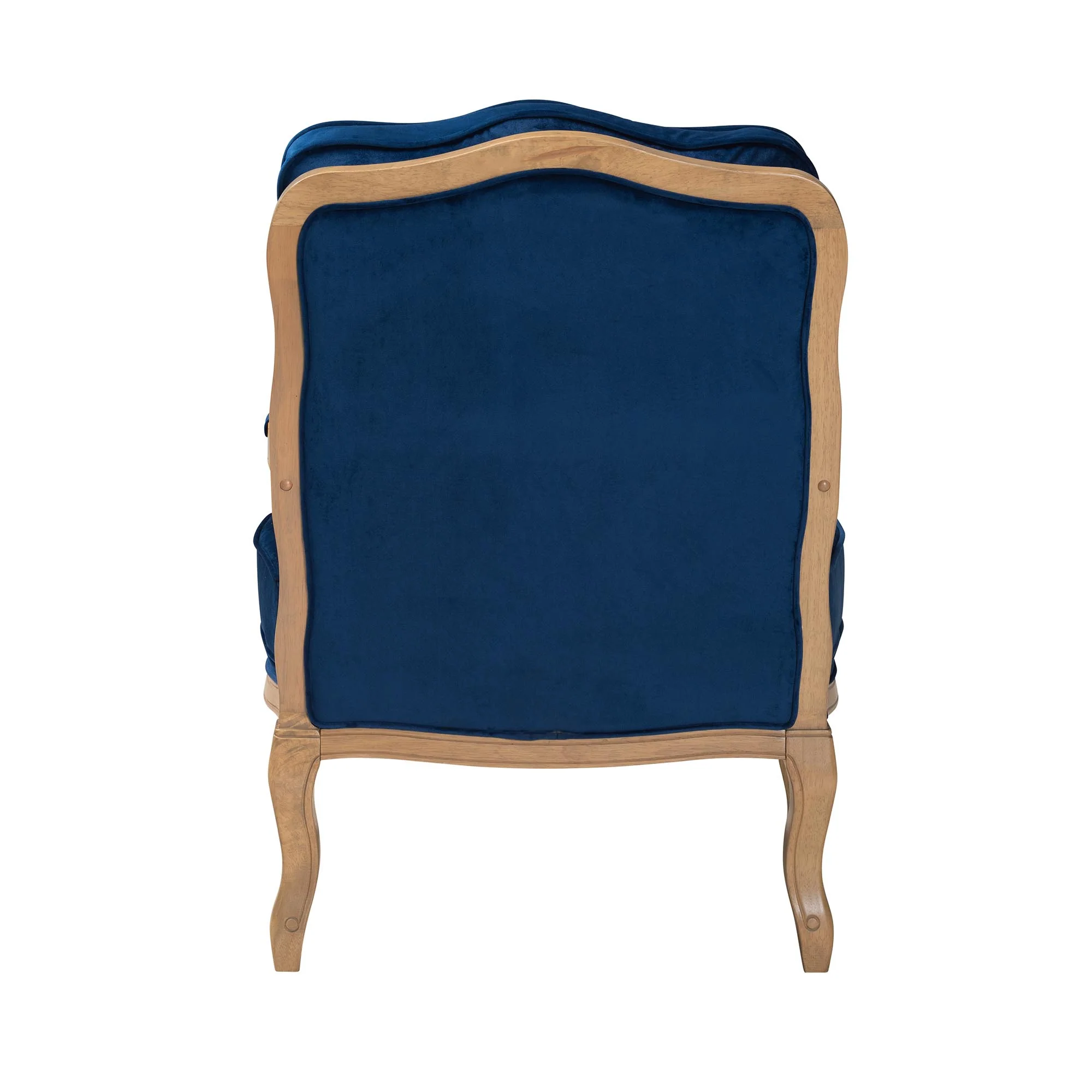 Baxton Studio Jules Traditional Navy Blue Fabric and French Oak Brown Finished Wood Accent Chair - Image 8