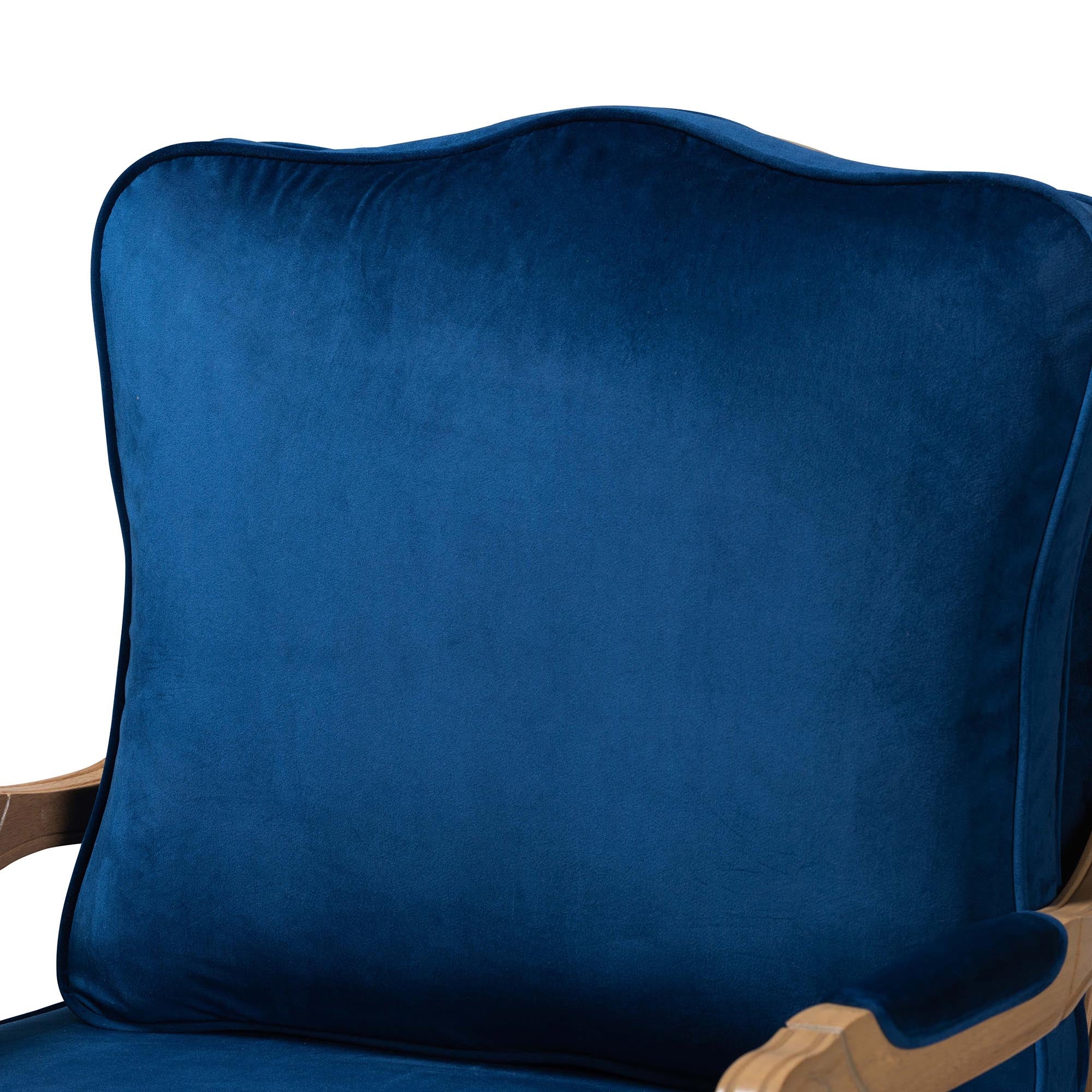 Baxton Studio Jules Traditional Navy Blue Fabric and French Oak Brown Finished Wood Accent Chair - Image 9