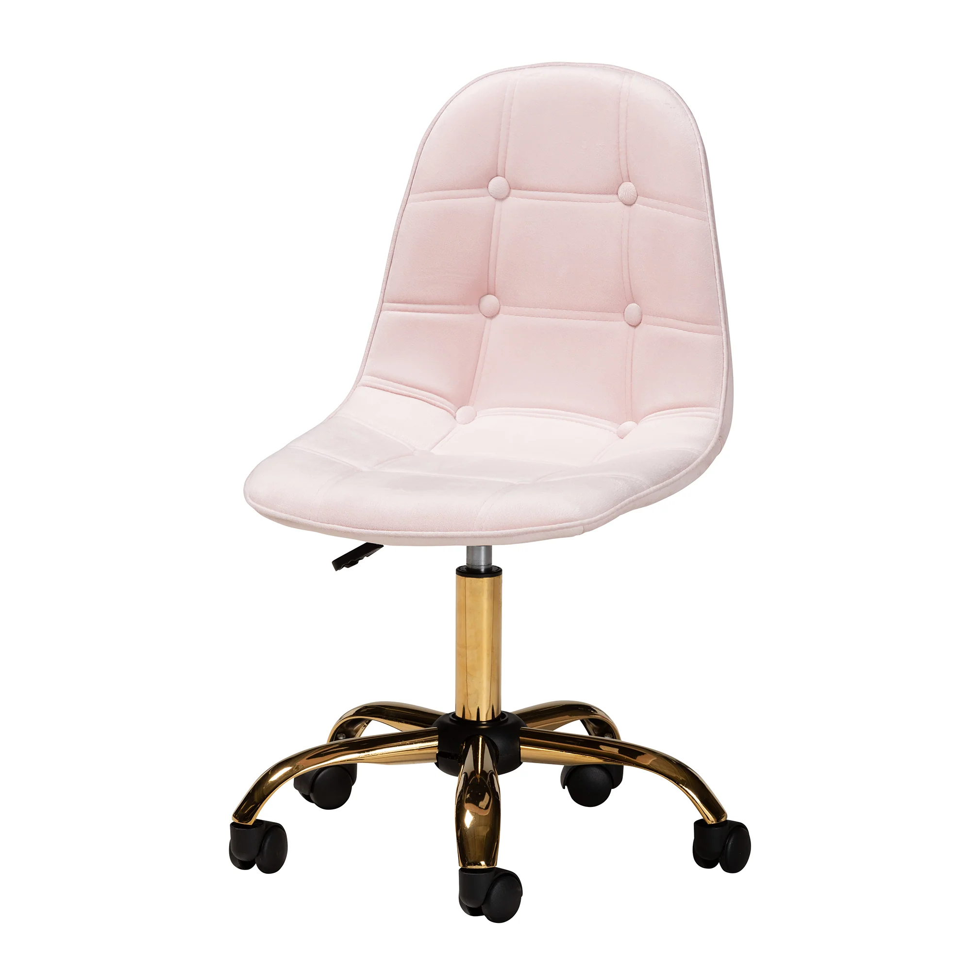 Baxton Studio Kabira Contemporary Glam and Luxe Aqua Velvet Fabric and Gold Metal Swivel Office chair - Image 12