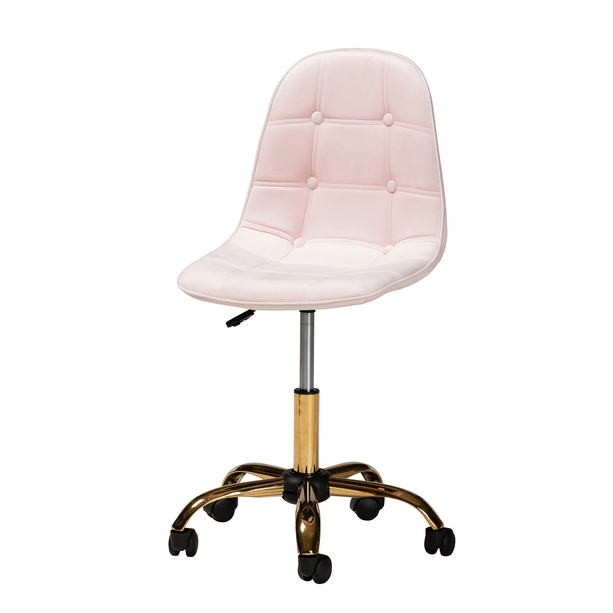 Baxton Studio Kabira Contemporary Glam and Luxe Aqua Velvet Fabric and Gold Metal Swivel Office chair - Image 16