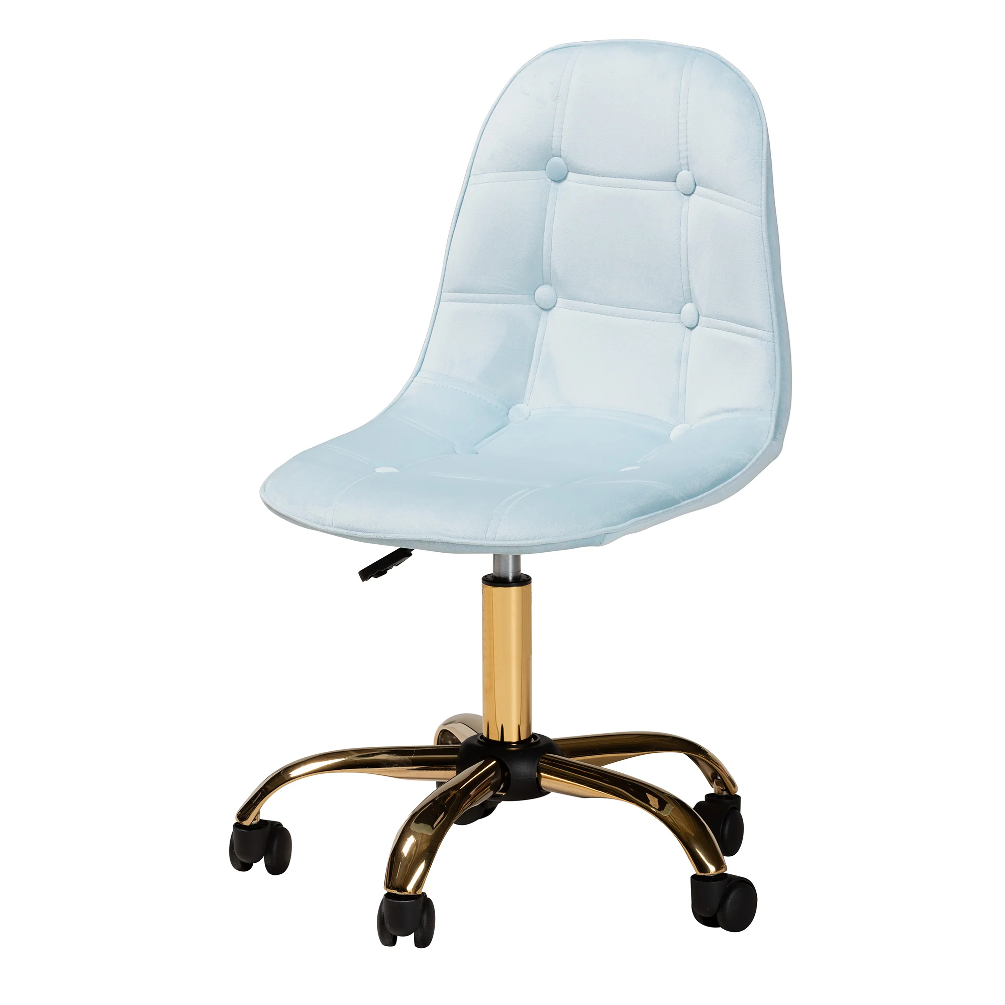 Baxton Studio Kabira Contemporary Glam and Luxe Aqua Velvet Fabric and Gold Metal Swivel Office chair - Image 2