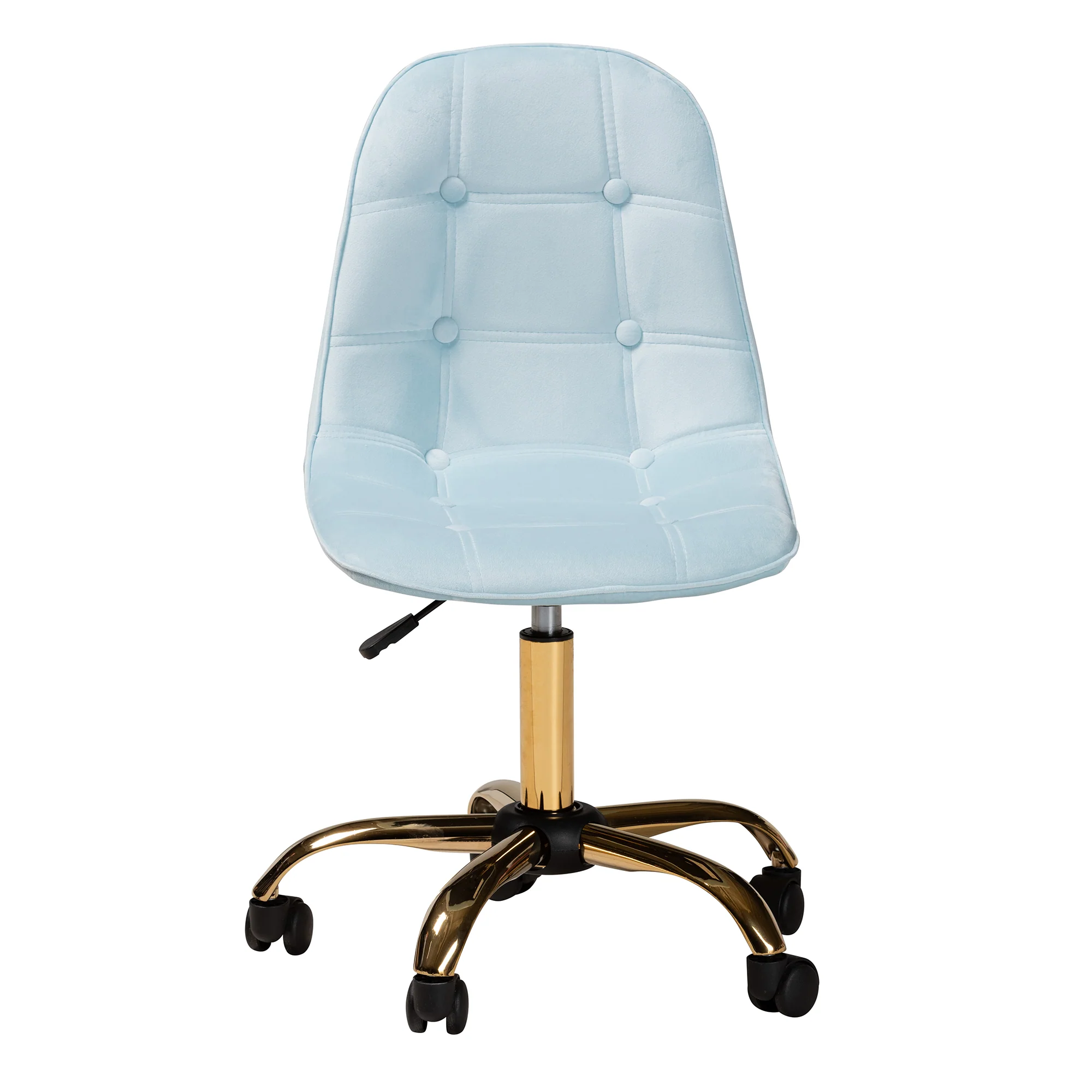 Baxton Studio Kabira Contemporary Glam and Luxe Aqua Velvet Fabric and Gold Metal Swivel Office chair - Image 3