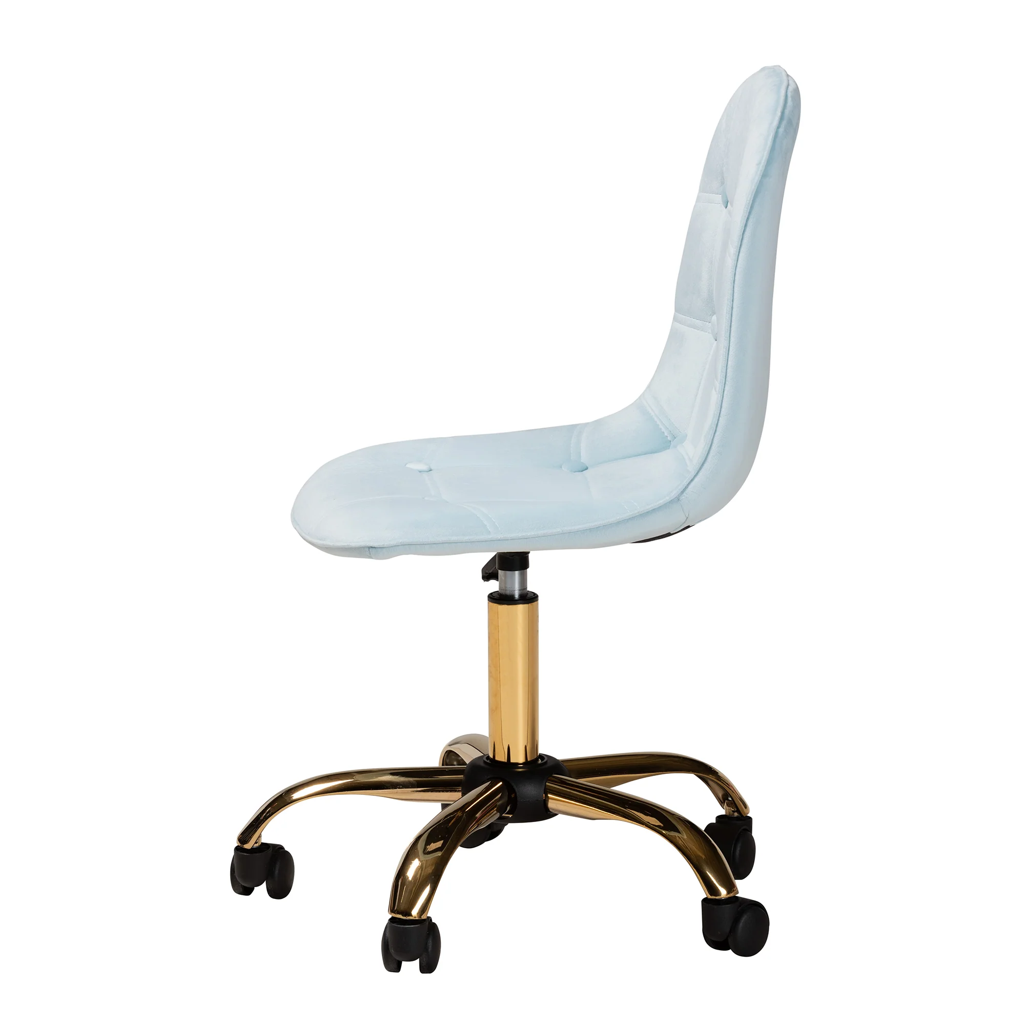 Baxton Studio Kabira Contemporary Glam and Luxe Aqua Velvet Fabric and Gold Metal Swivel Office chair - Image 4
