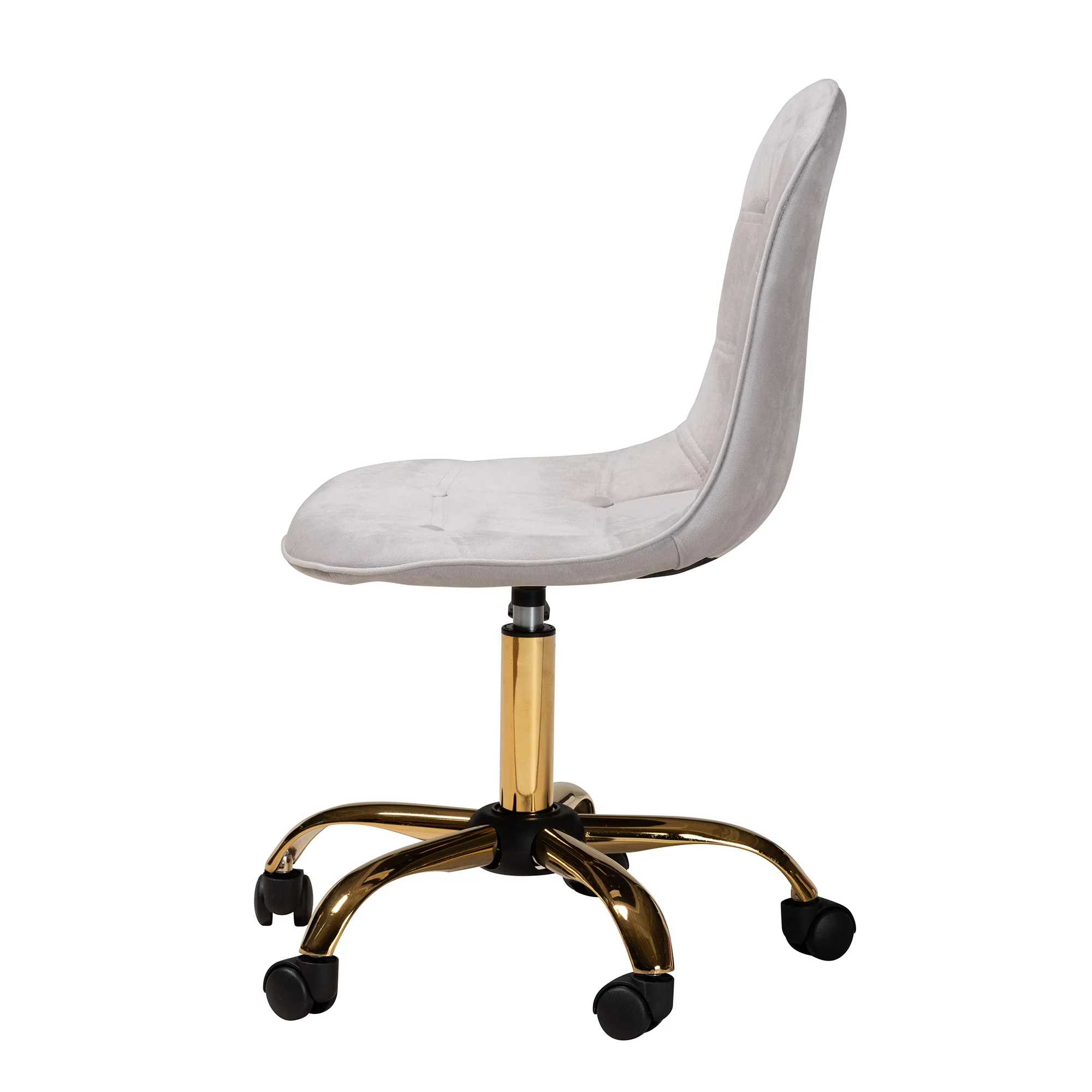 Baxton Studio Kabira Contemporary Glam and Luxe Grey Velvet Fabric and Gold Metal Swivel Office chair - Image 7