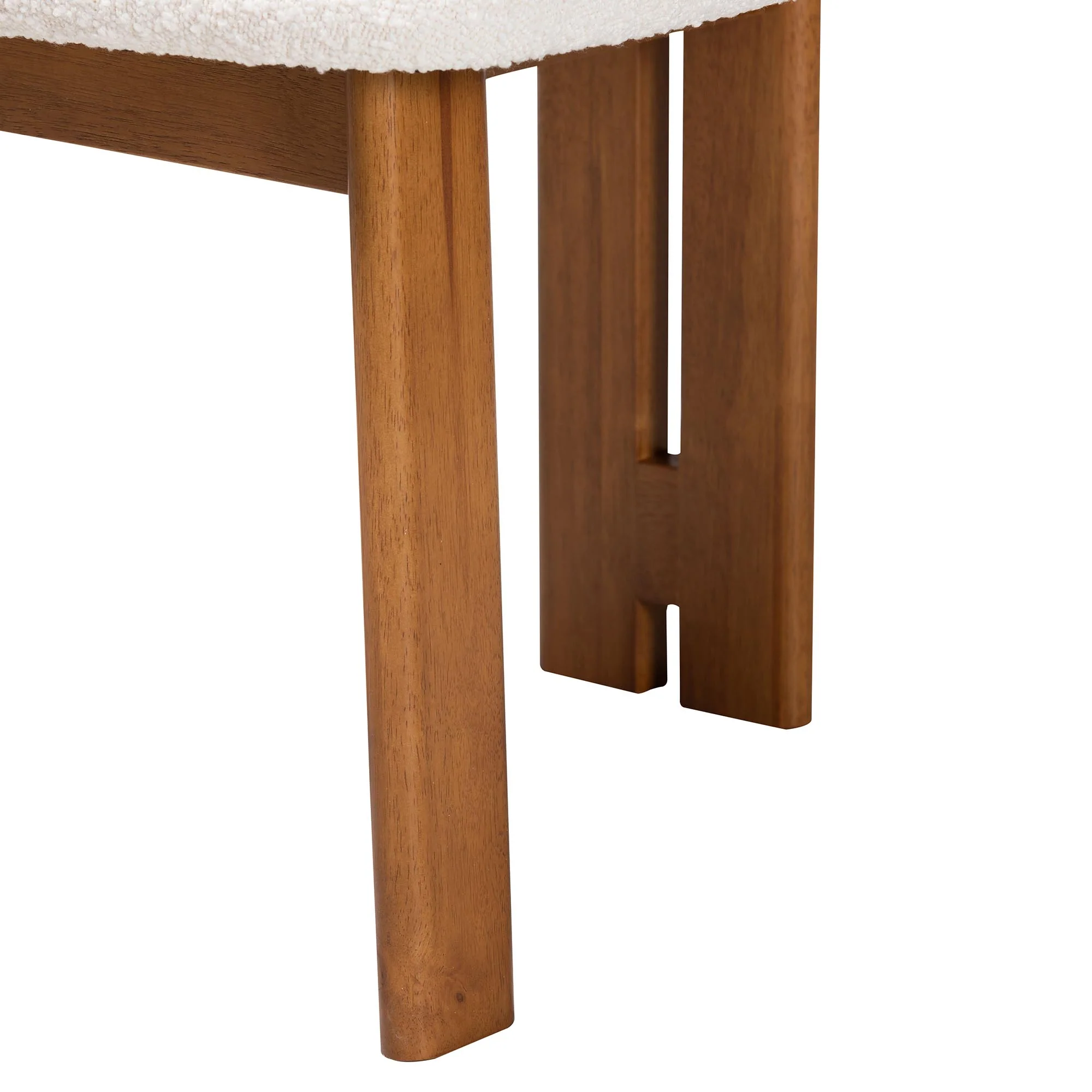 Baxton Studio Kacela Modern Japandi Cream Boucle Fabric and Walnut Brown Finished Wood 2-Piece Dining Chair Set - Image 6