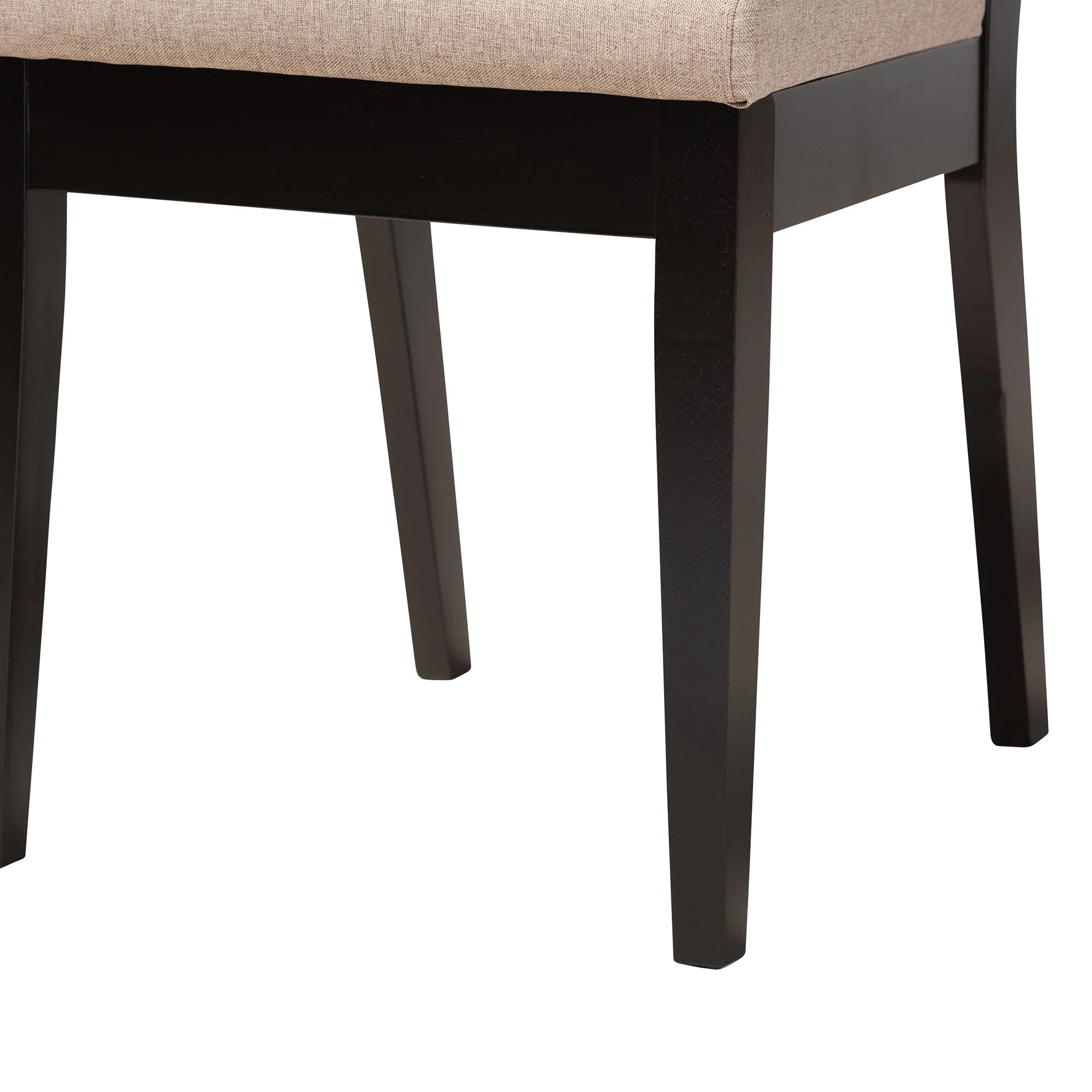 Baxton Studio Kai Modern Sand Fabric and Dark Brown Finished Wood 5-Piece Dining Set - Image 9