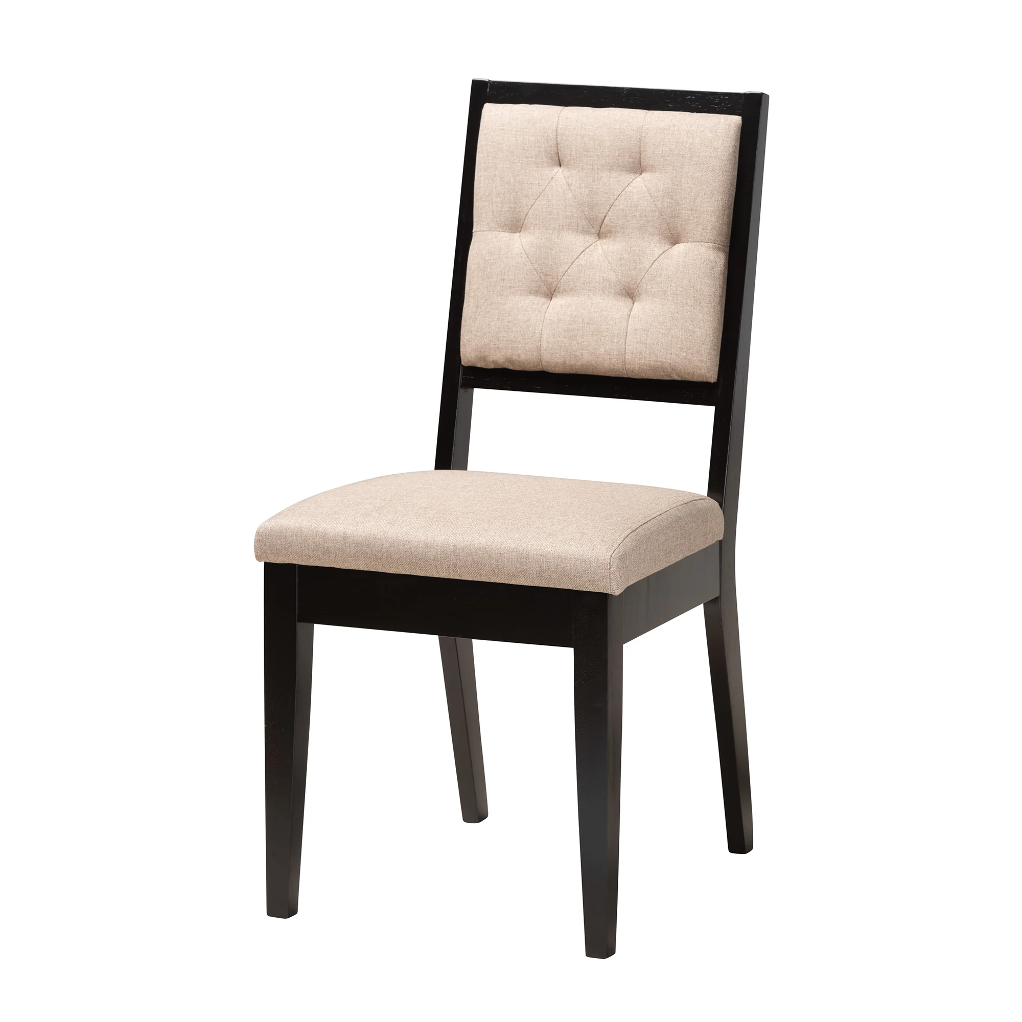 Baxton Studio Kala Modern Beige Fabric and Dark Brown Finished Wood 5-Piece Dining Set - Image 5