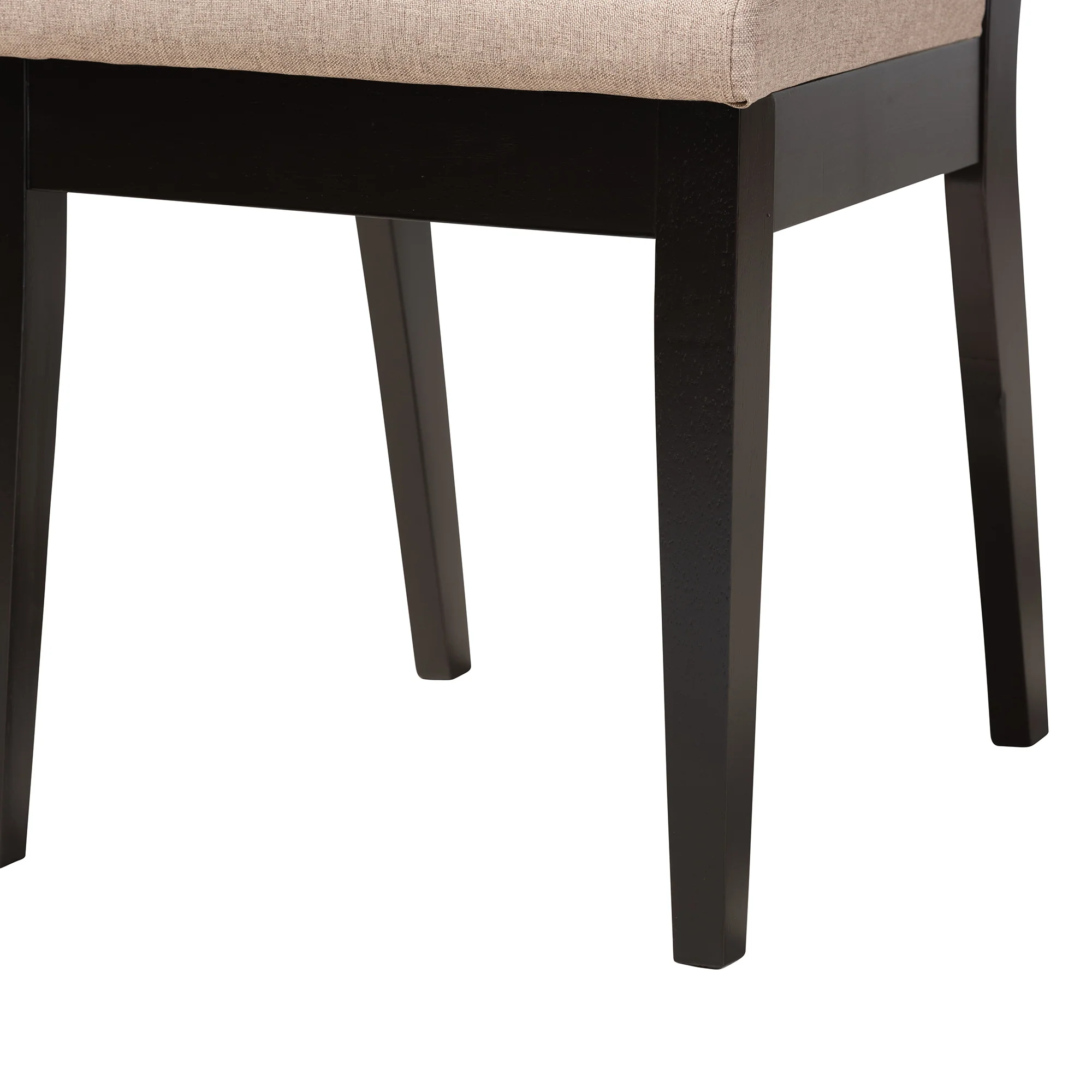 Baxton Studio Kala Modern Beige Fabric and Dark Brown Finished Wood 5-Piece Dining Set - Image 9