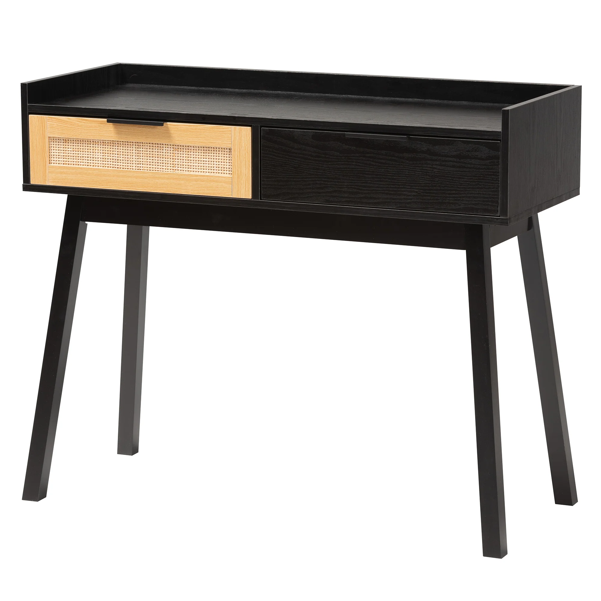 Baxton Studio Kalani Mid-Century Modern Two-Tone Espresso Brown and Natural Brown Finished Wood 2-Drawer Console Table - Image 2