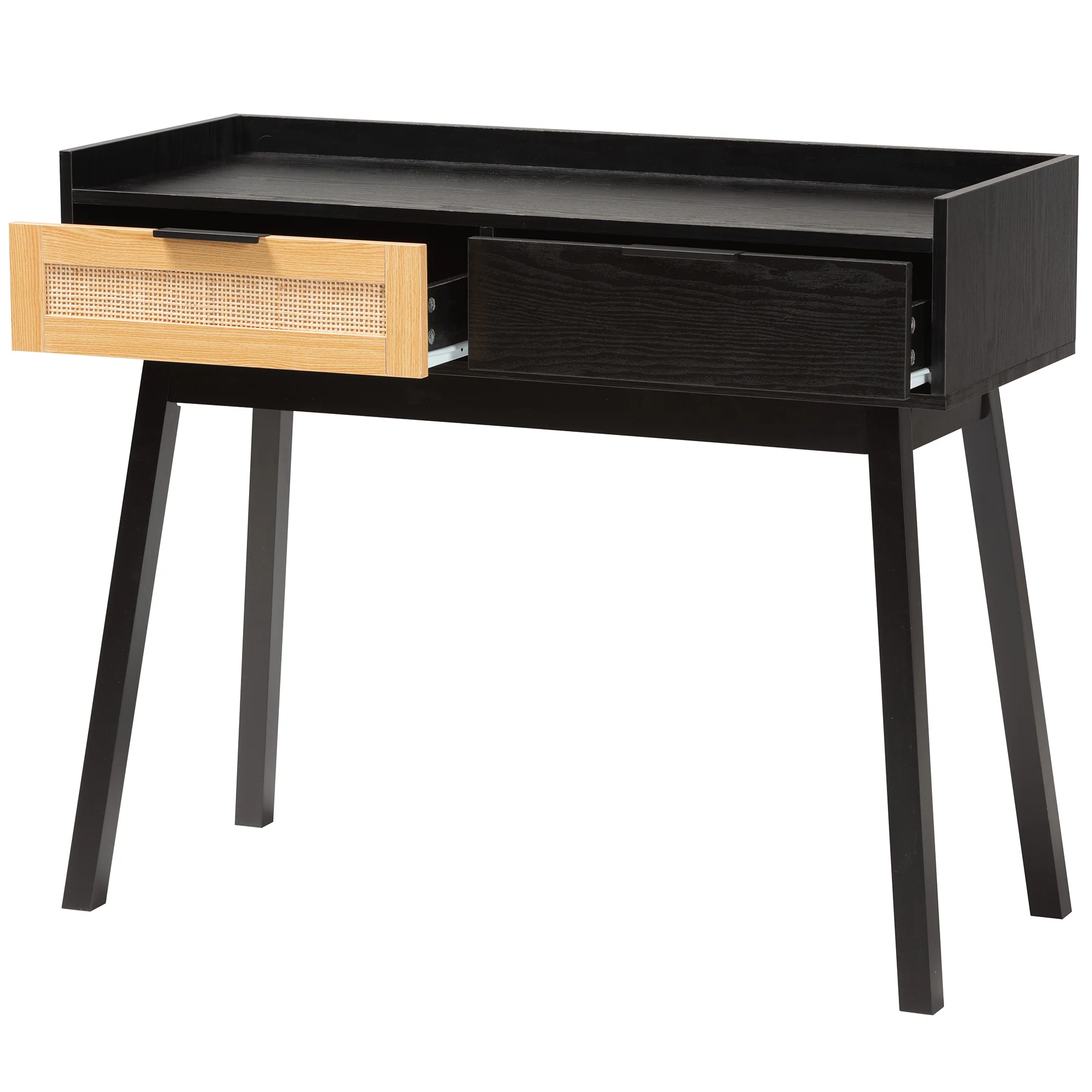 Baxton Studio Kalani Mid-Century Modern Two-Tone Espresso Brown and Natural Brown Finished Wood 2-Drawer Console Table - Image 3
