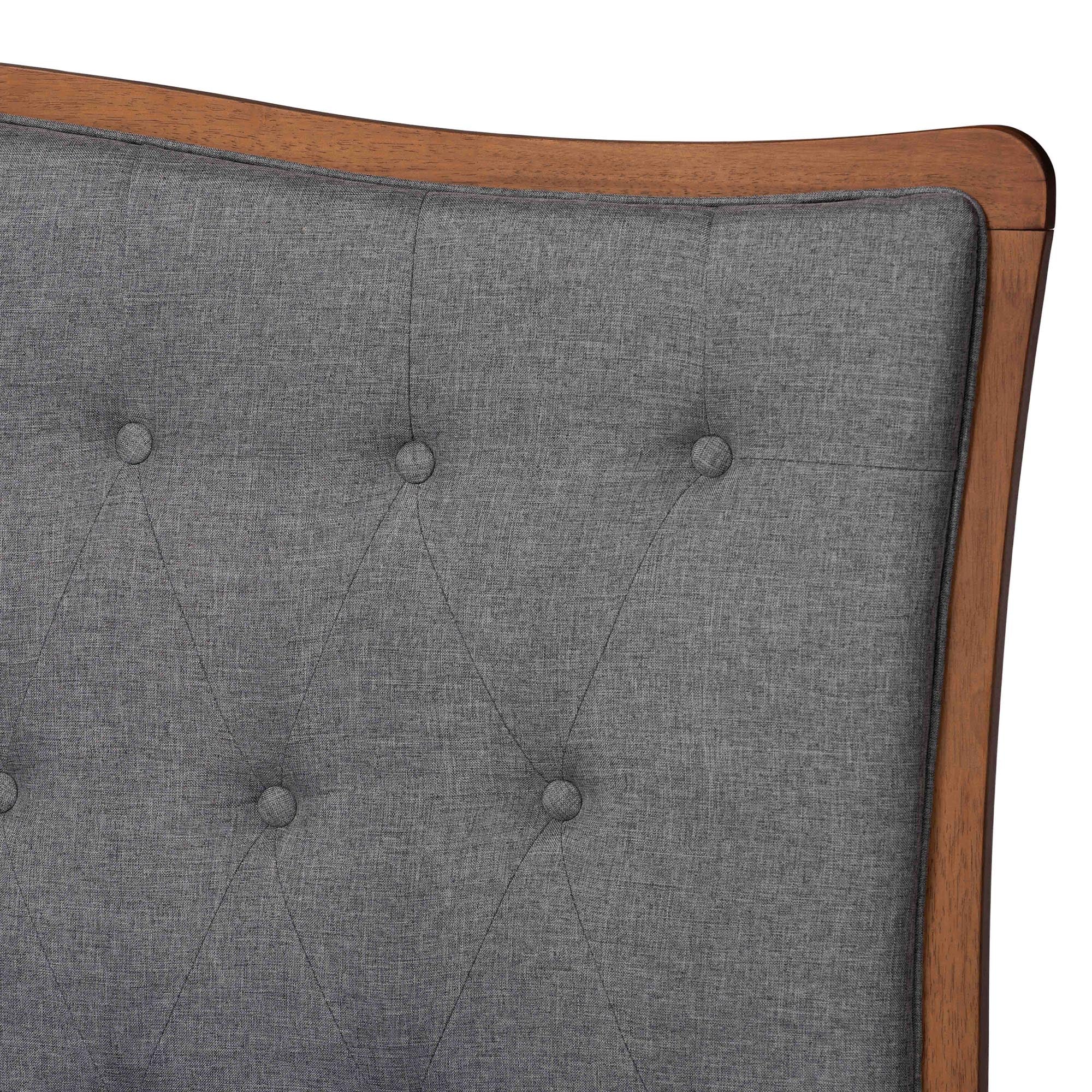 Baxton Studio Kalare Classic Transitional Grey Fabric and Walnut Brown Finished Wood King Size Platform Storage Bed - Image 7