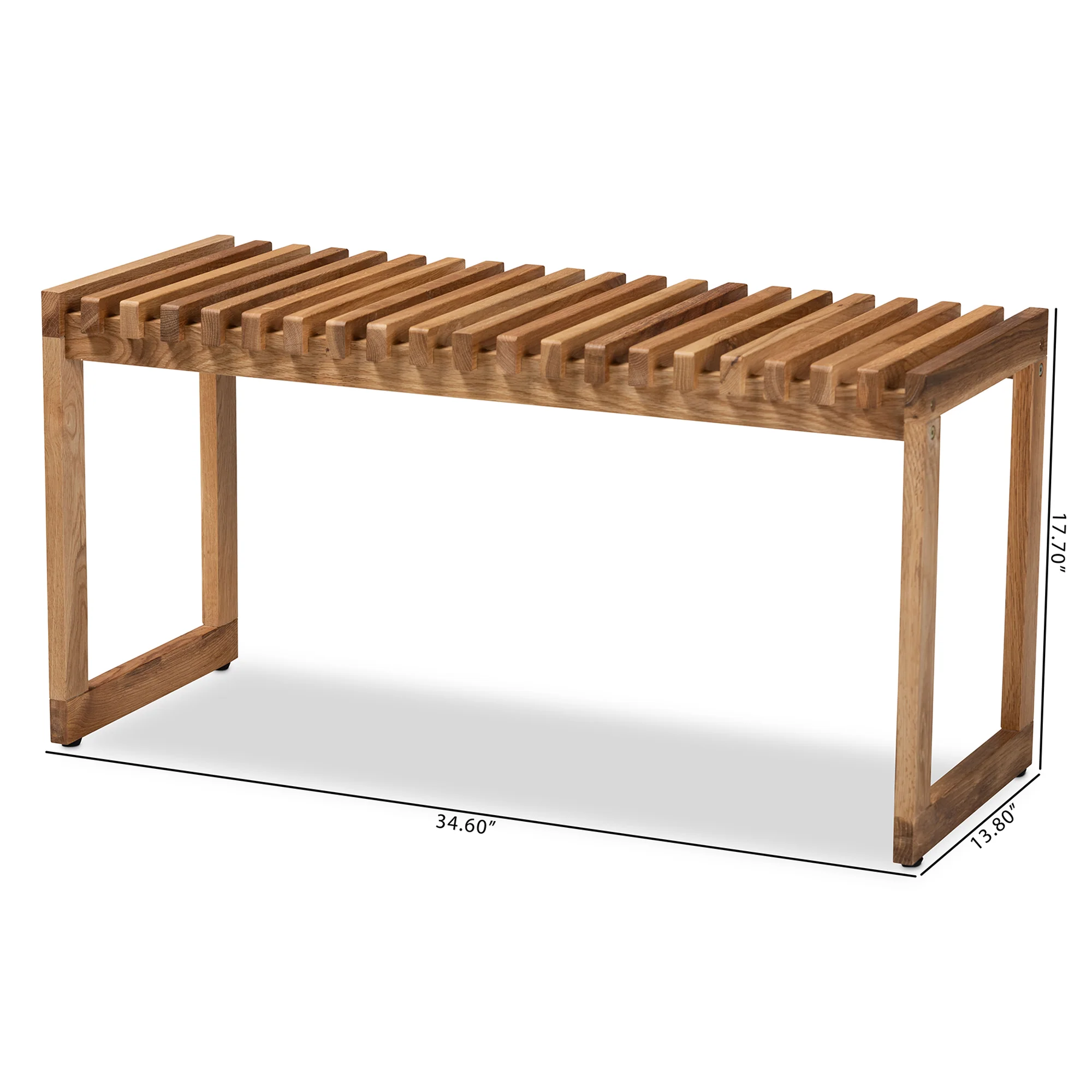 Baxton Studio Kaleb Rustic Mid-Century Modern Oak Brown Finished Wood Bench - Image 2