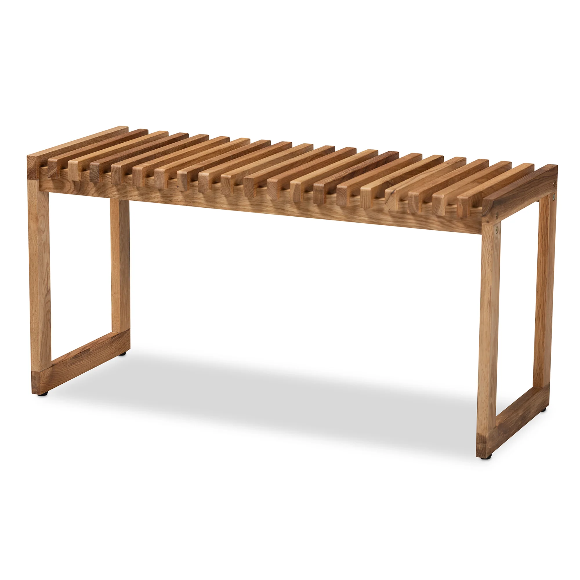 Baxton Studio Kaleb Rustic Mid-Century Modern Oak Brown Finished Wood Bench - Image 3