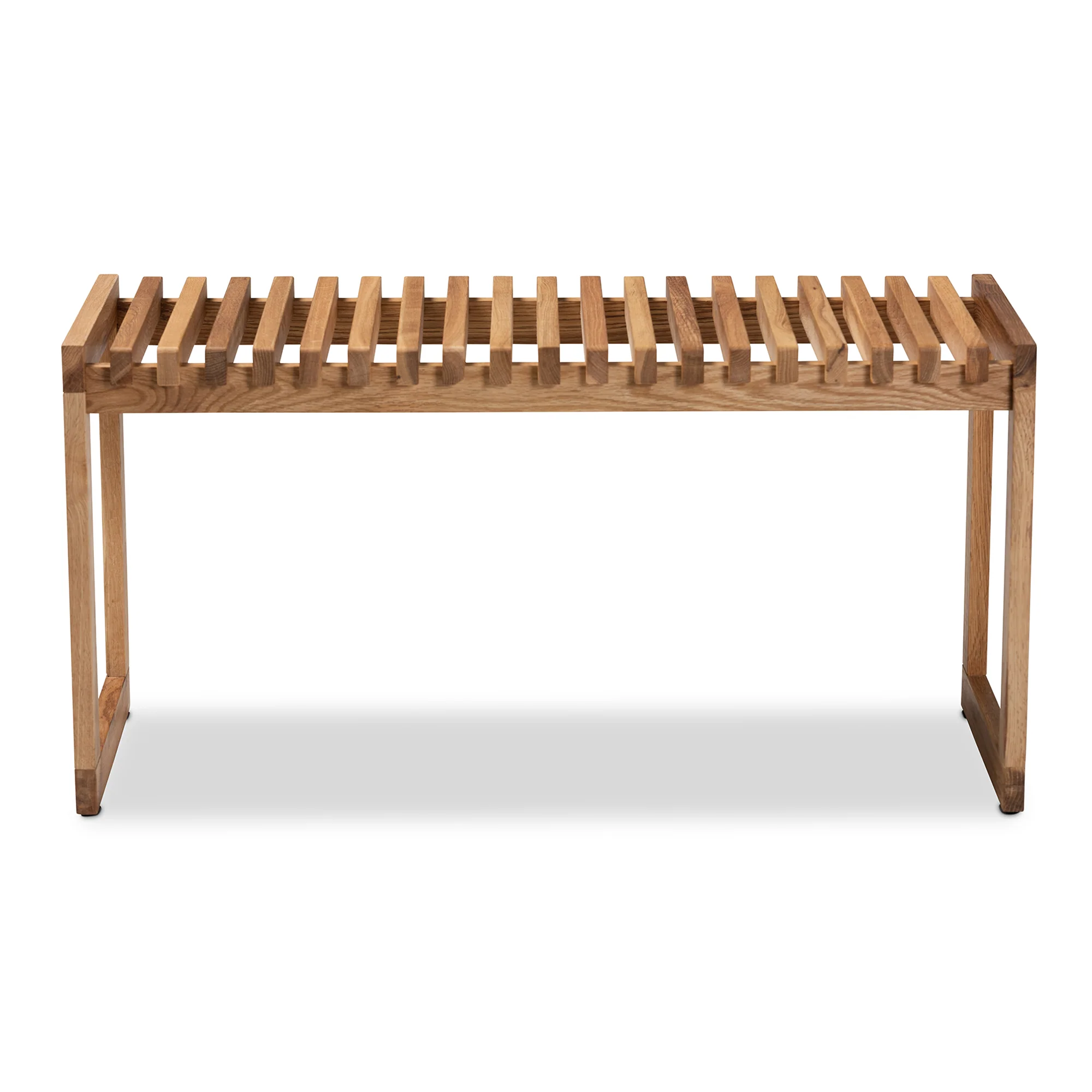 Baxton Studio Kaleb Rustic Mid-Century Modern Oak Brown Finished Wood Bench - Image 4