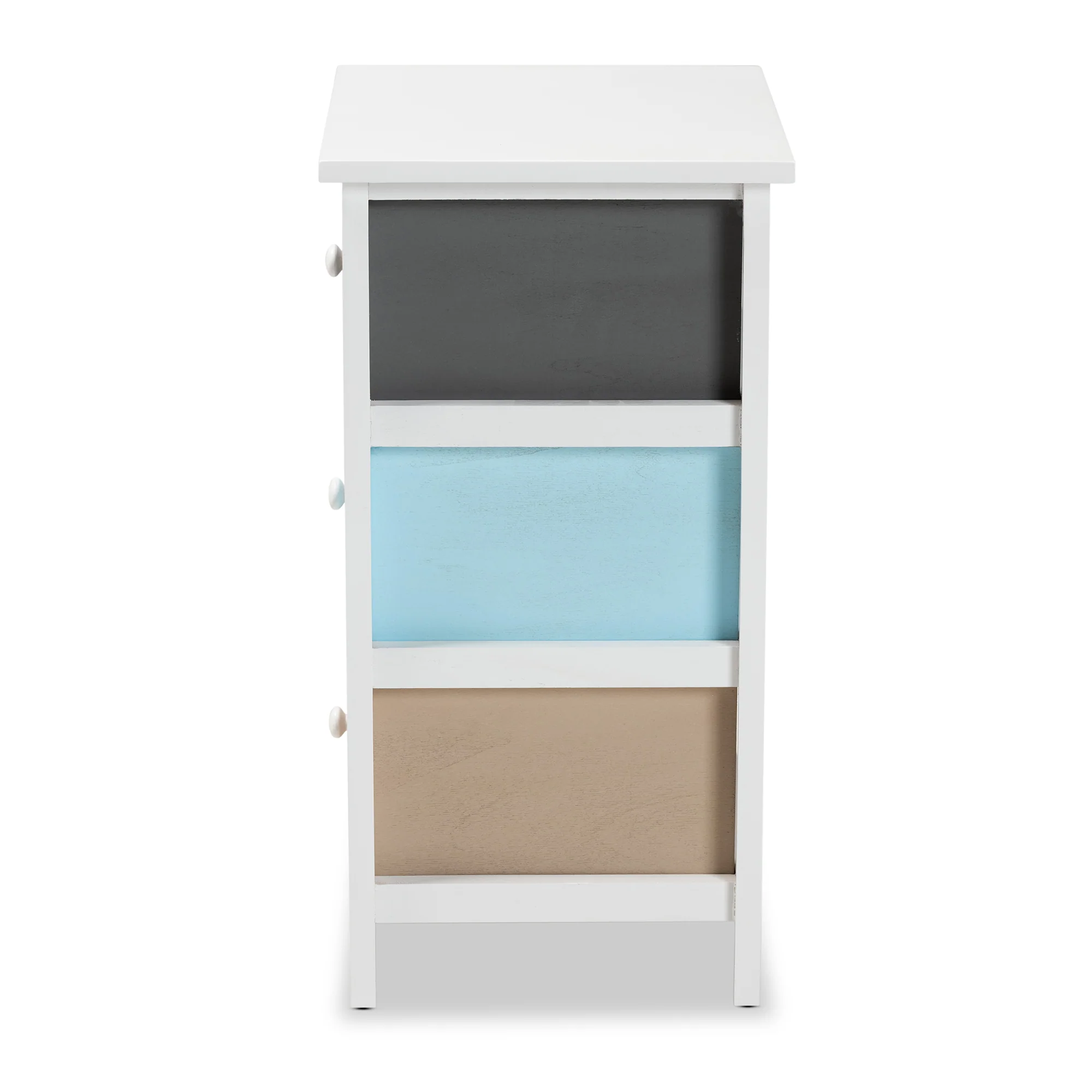 Baxton Studio Kalila Modern and Contemporary White and Multi-Colored Finished Wood 3-Drawer End Table - Image 7