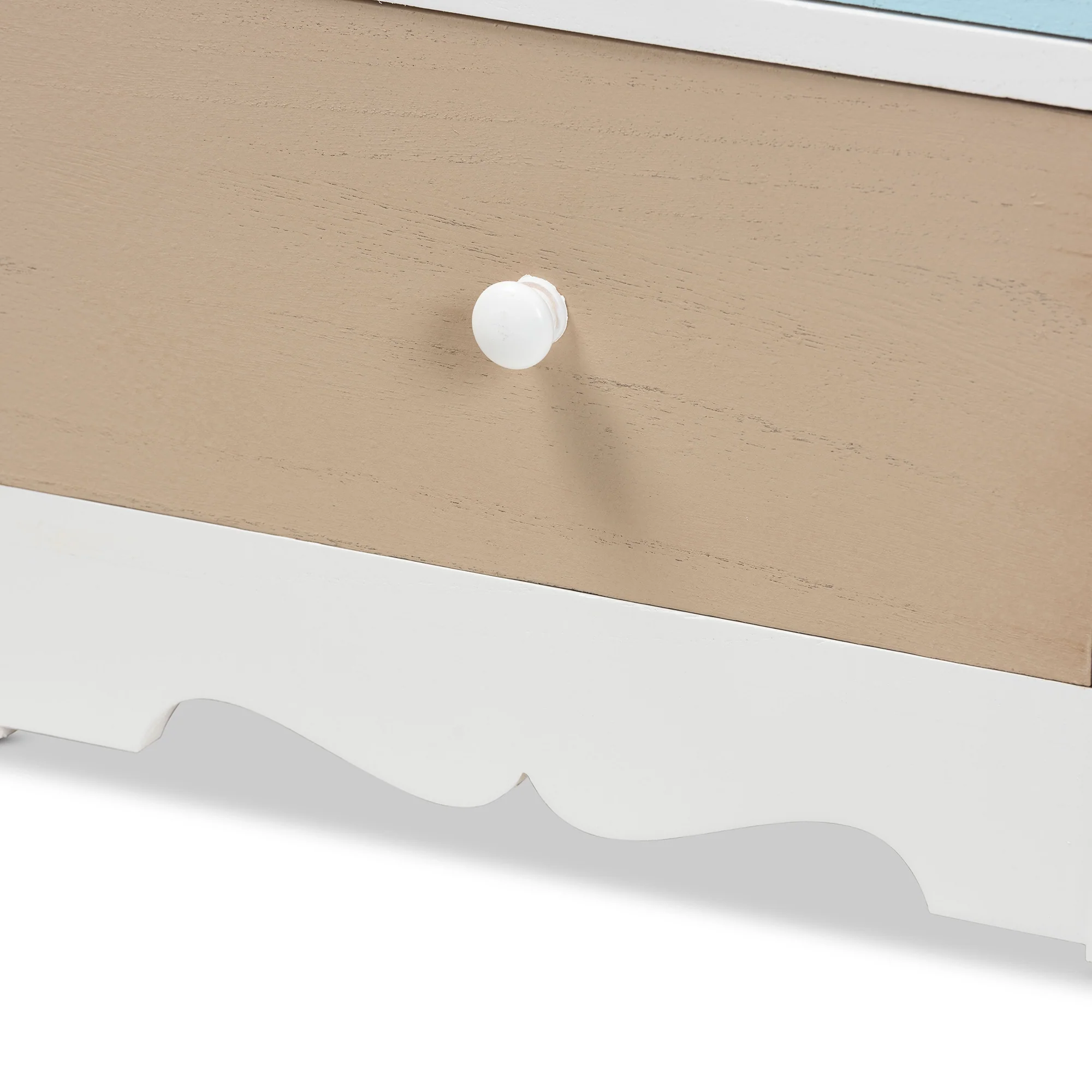 Baxton Studio Kalila Modern and Contemporary White and Multi-Colored Finished Wood 3-Drawer End Table - Image 9
