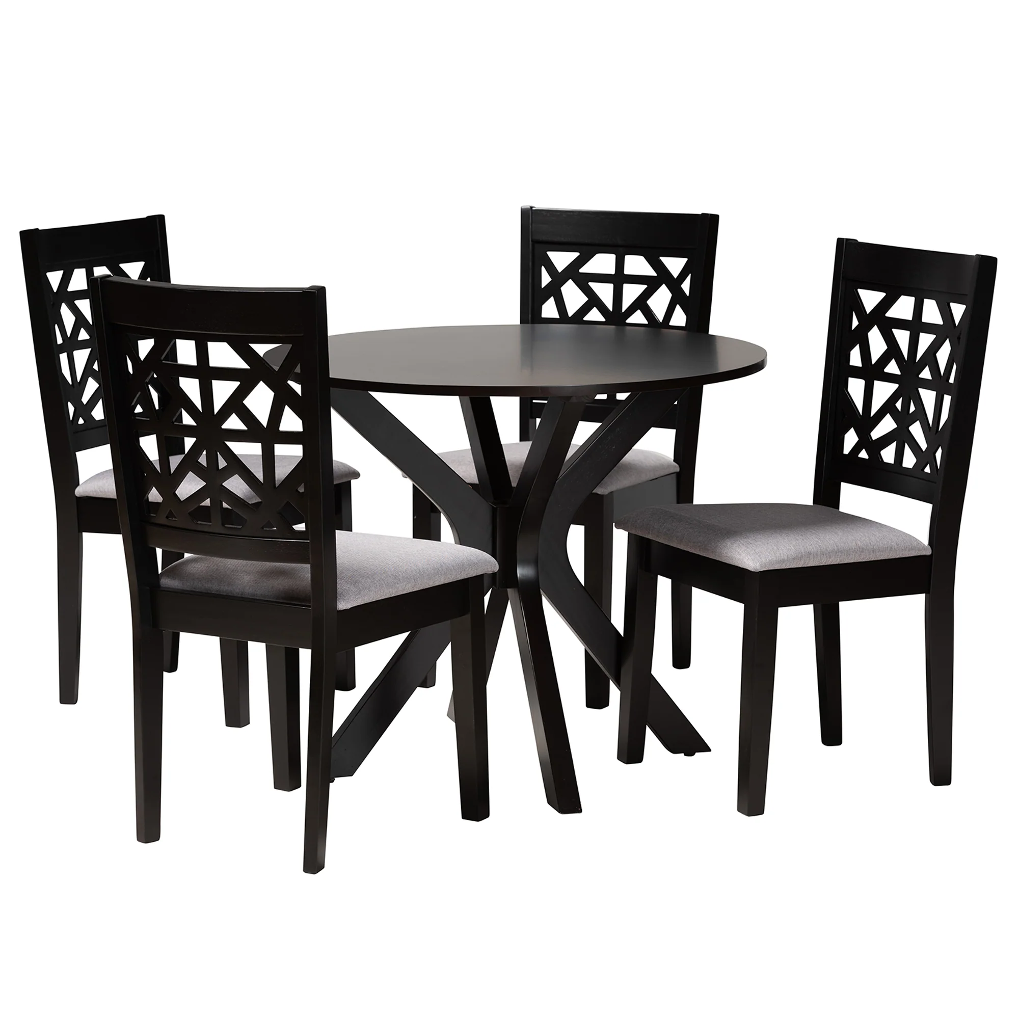 Baxton Studio Karel Modern Grey Fabric and Espresso Brown Finished Wood 5-Piece Dining Set - Image 2