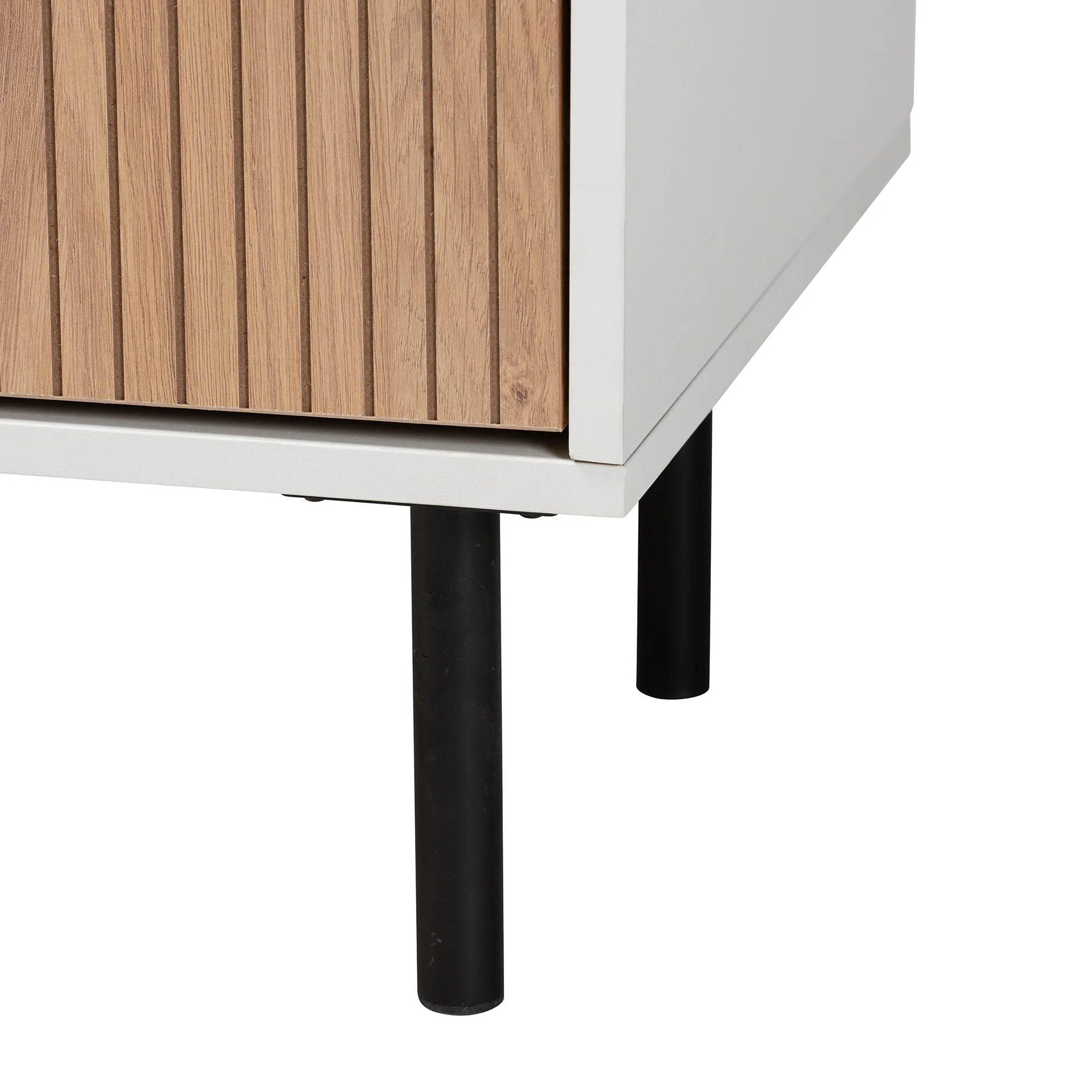 Baxton Studio Karima Mid-Century Modern Two-Tone White and Natural Brown Finished Wood and Black Metal 5-Drawer Storage Cabinet - Image 7