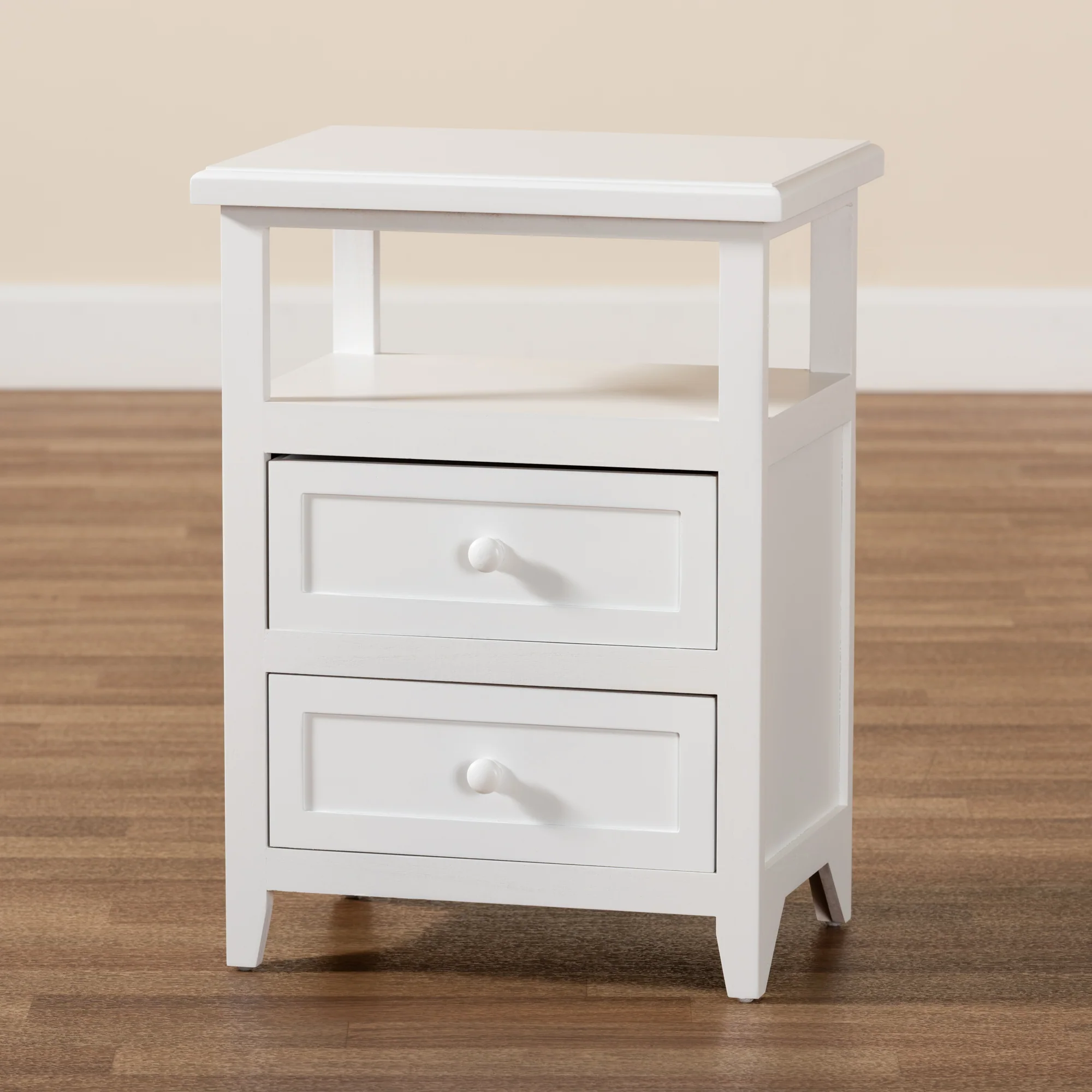 Baxton Studio Karsen Modern and Contemporary White Finished Wood 2-Drawer End Table - Image 2