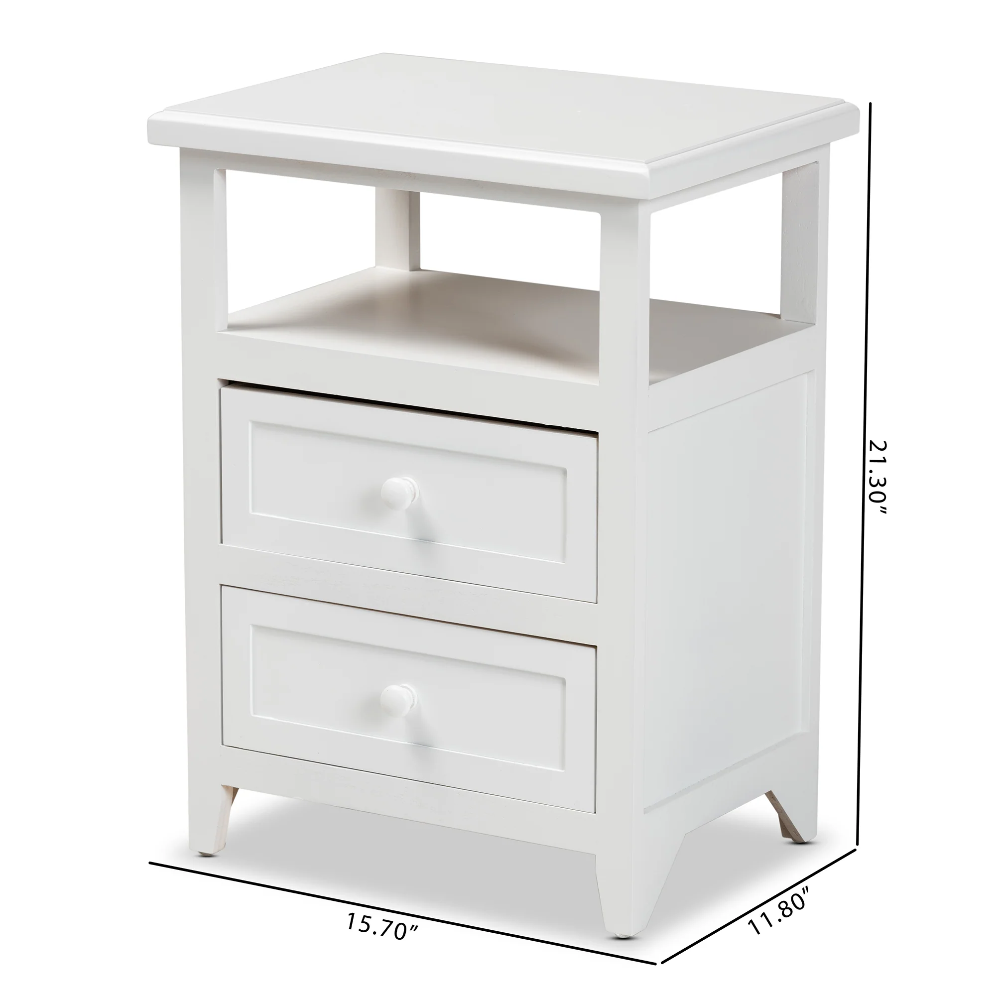 Baxton Studio Karsen Modern and Contemporary White Finished Wood 2-Drawer End Table - Image 3