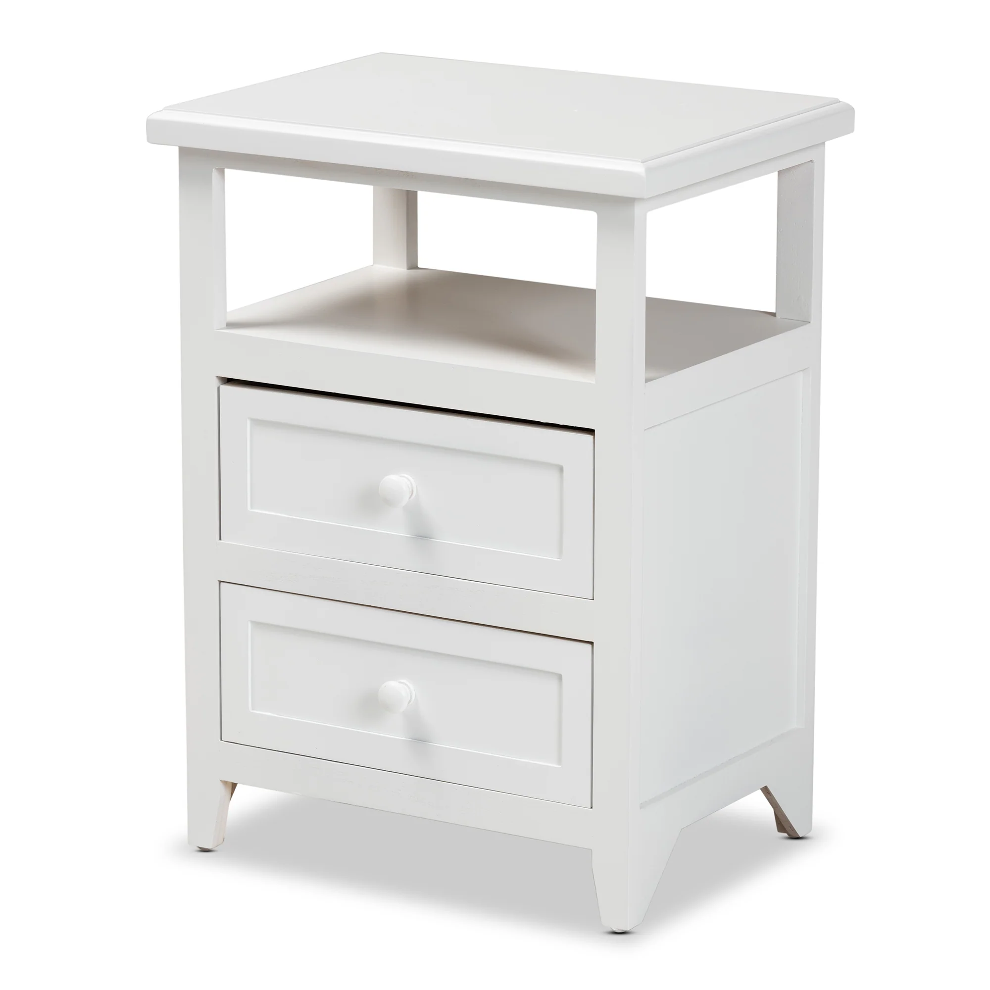 Baxton Studio Karsen Modern and Contemporary White Finished Wood 2-Drawer End Table - Image 4