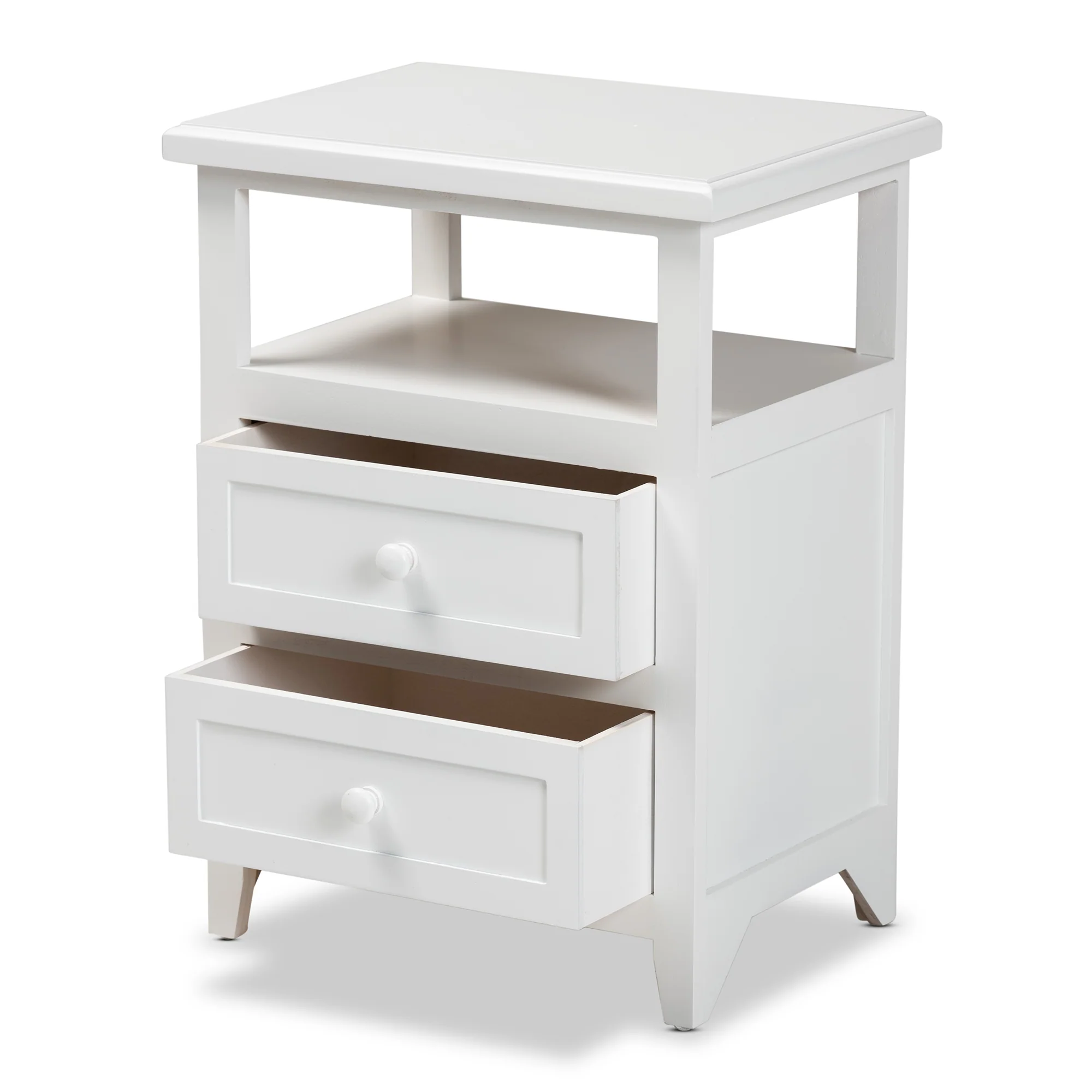 Baxton Studio Karsen Modern and Contemporary White Finished Wood 2-Drawer End Table - Image 5